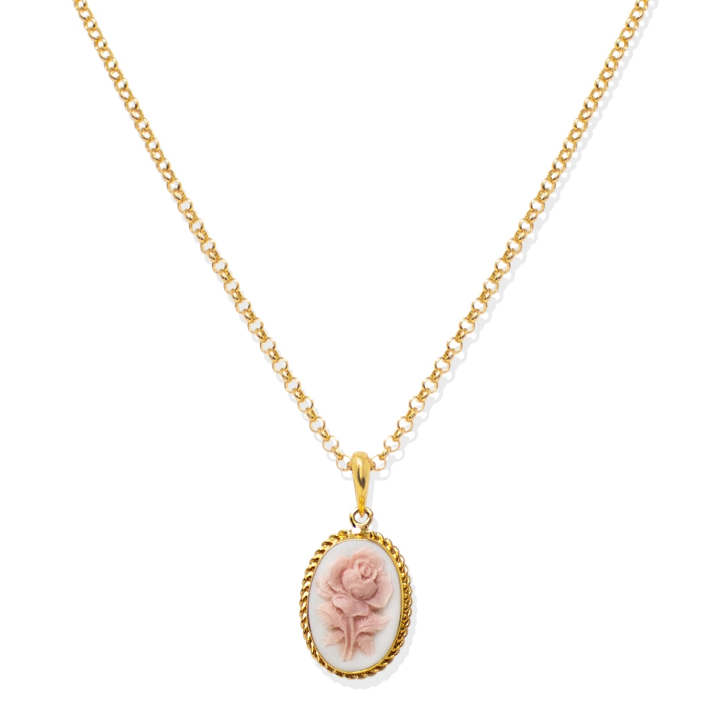 Women’s Gold / Pink / Purple Gold-Plated White Rose Cameo Necklace Vintouch Italy