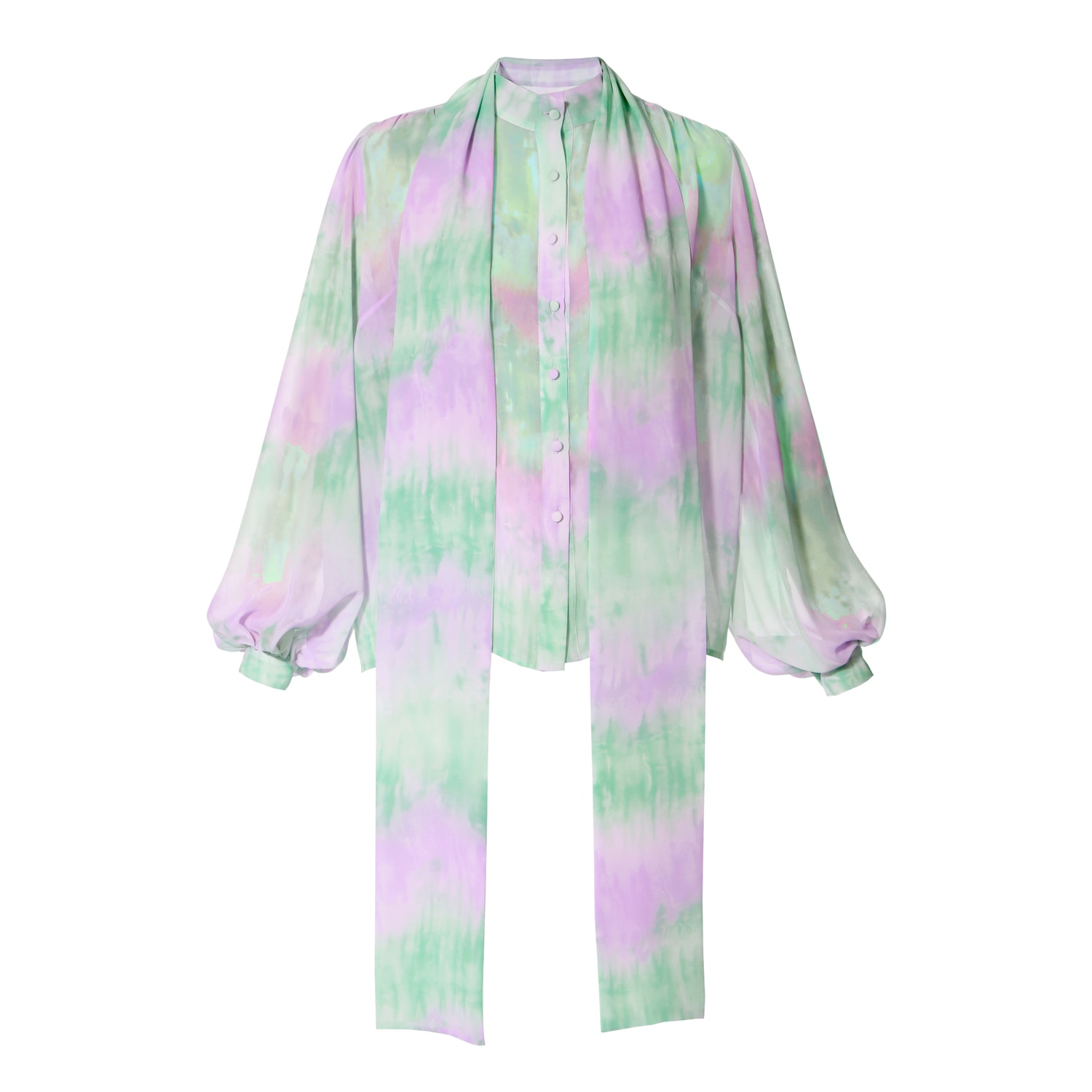 Aggi By Halewski Women's Loretta Purple Mint Long Sleeve Chiffon Shirt In Green/purple
