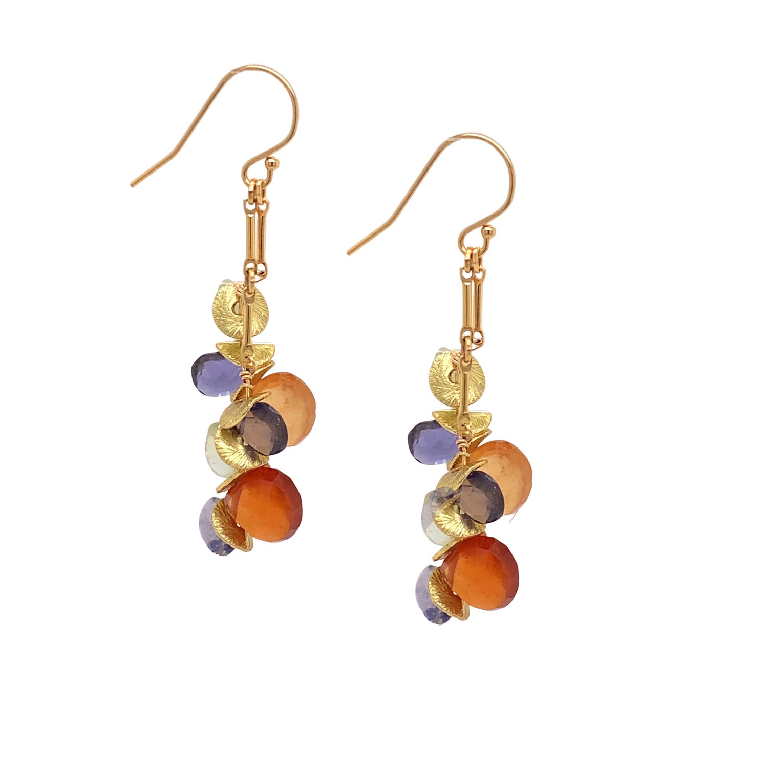 Lori Kaplan Design Women's Gold / Purple Signature Harvest Moon Gold Earrings In Multi