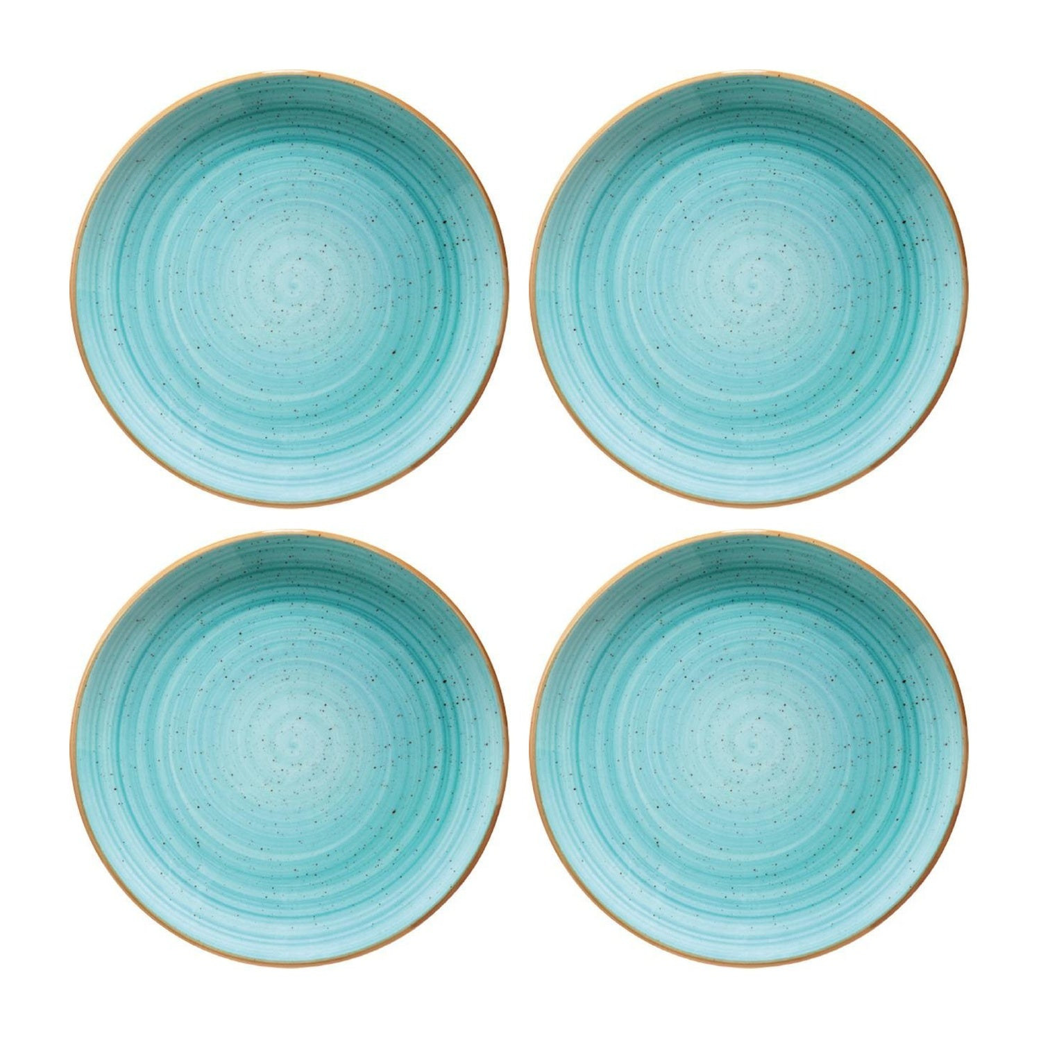Turgla Home Aqua Round Blue Porcelain Dessert Plate Set Of Four