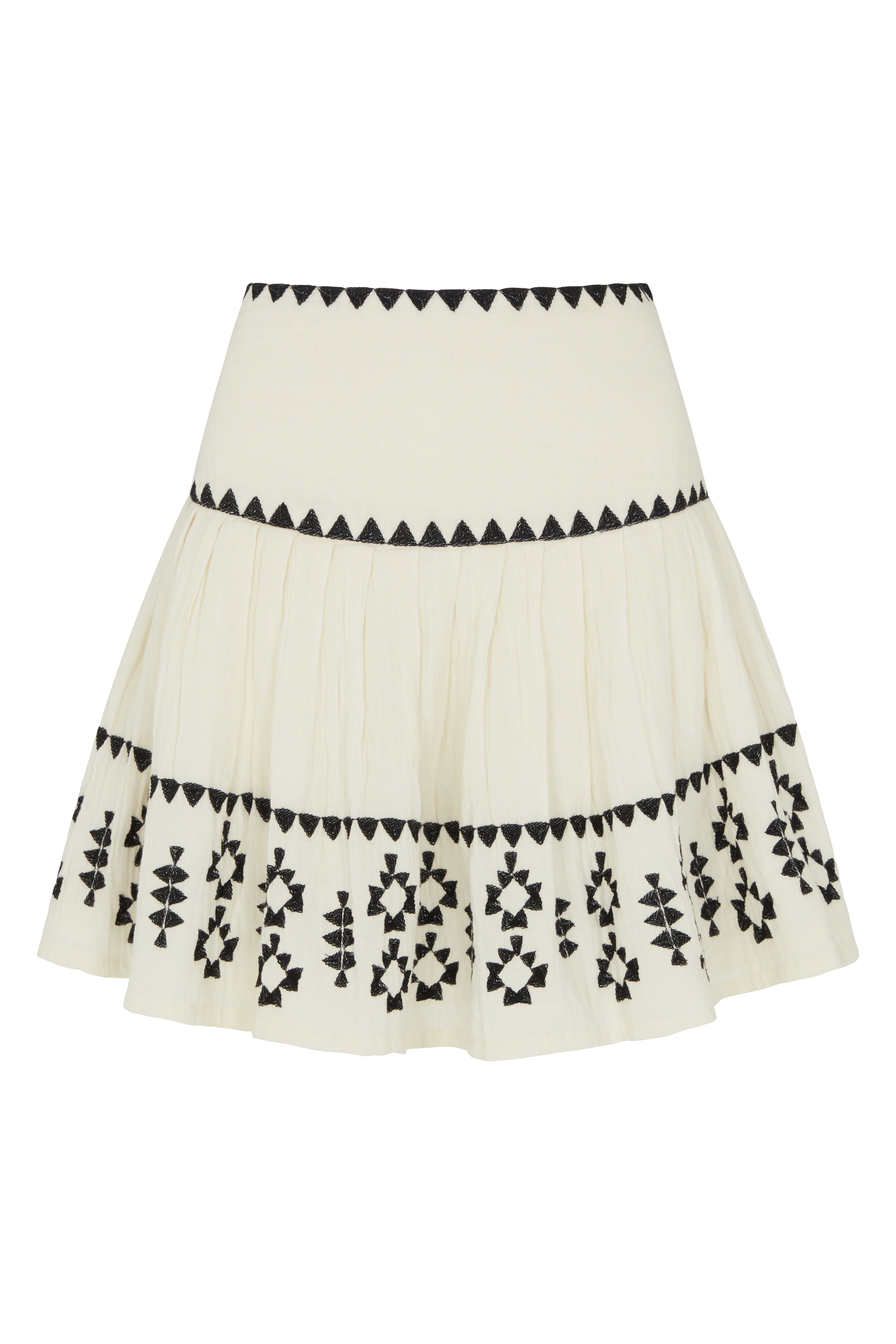 Raffya Women's Neutrals / White Estella Embroidered Mini Skirt