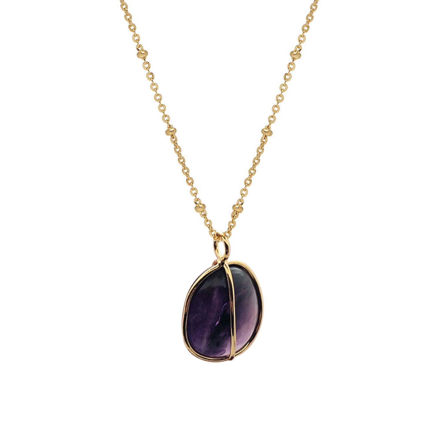 Mirabelle Jewellery Women's Purple Freeform Amethyst Pebble Pendant In Gold