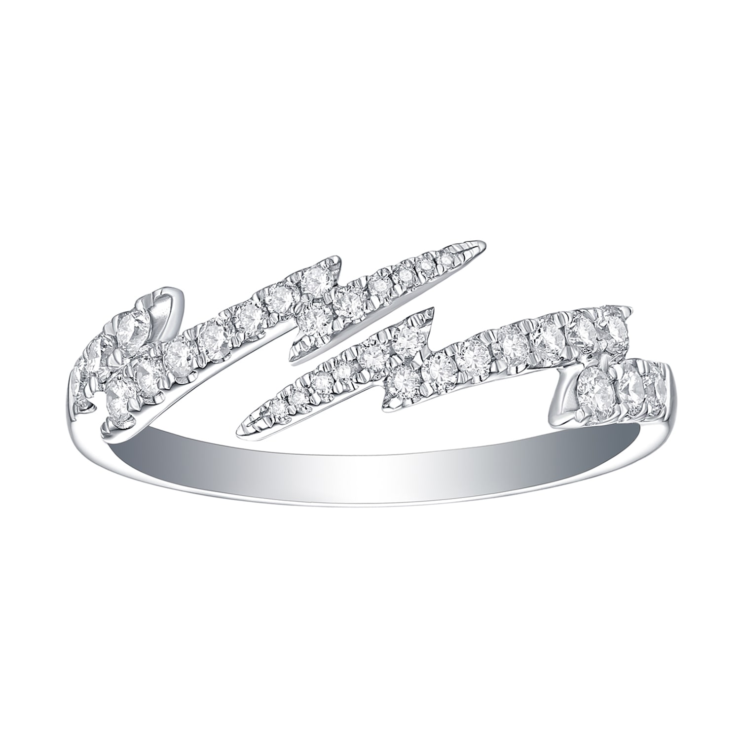 Artisan Women's 14k White Gold Lightning Bolt Band Ring With Diamond Accents
