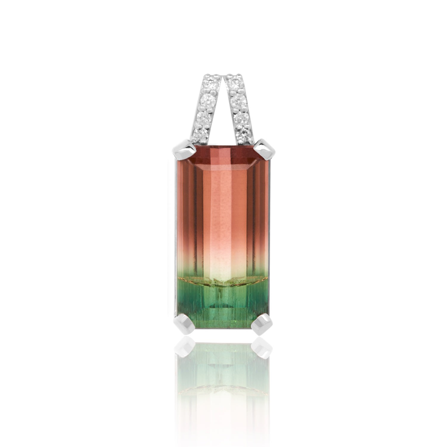 Women’s Watermelon Tourmaline Pendant In White Gold & Diamonds Kaizarin