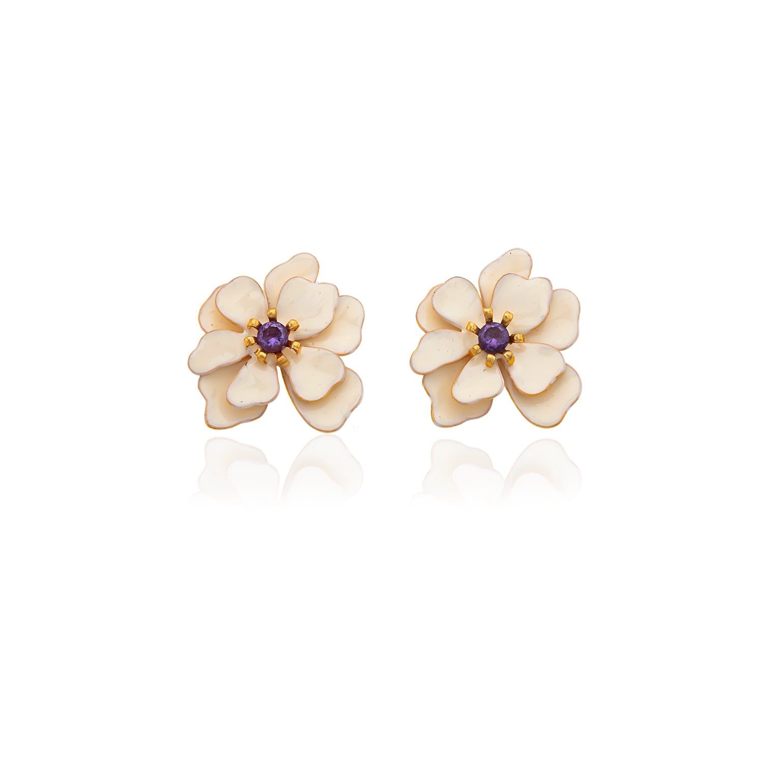 Milou Jewelry Women's Neutrals Cream Violetta Flower Earrings