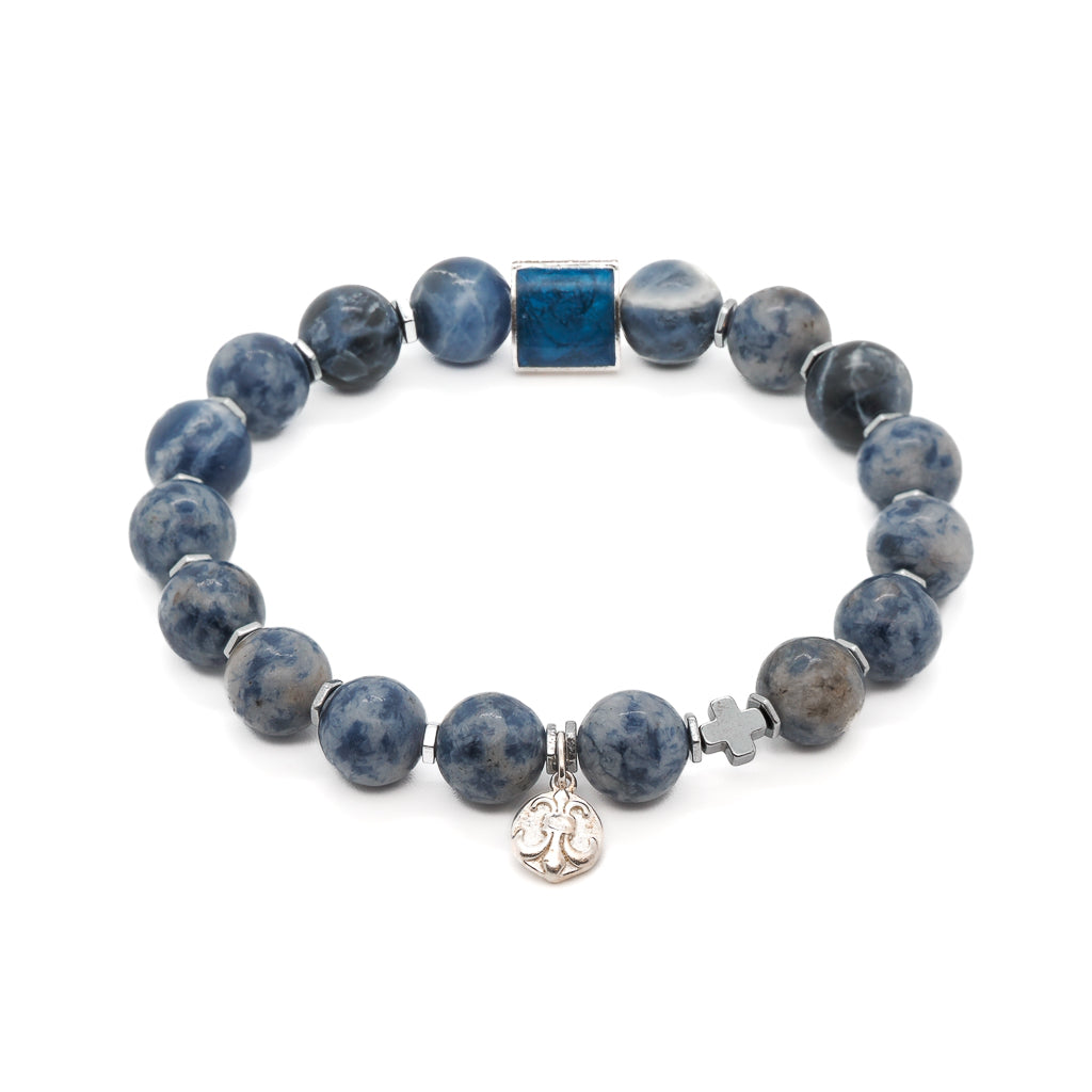 Men’s Blue / Silver Fleur De Lis Blue Energy Bracelet - Blue Ebru Jewelry