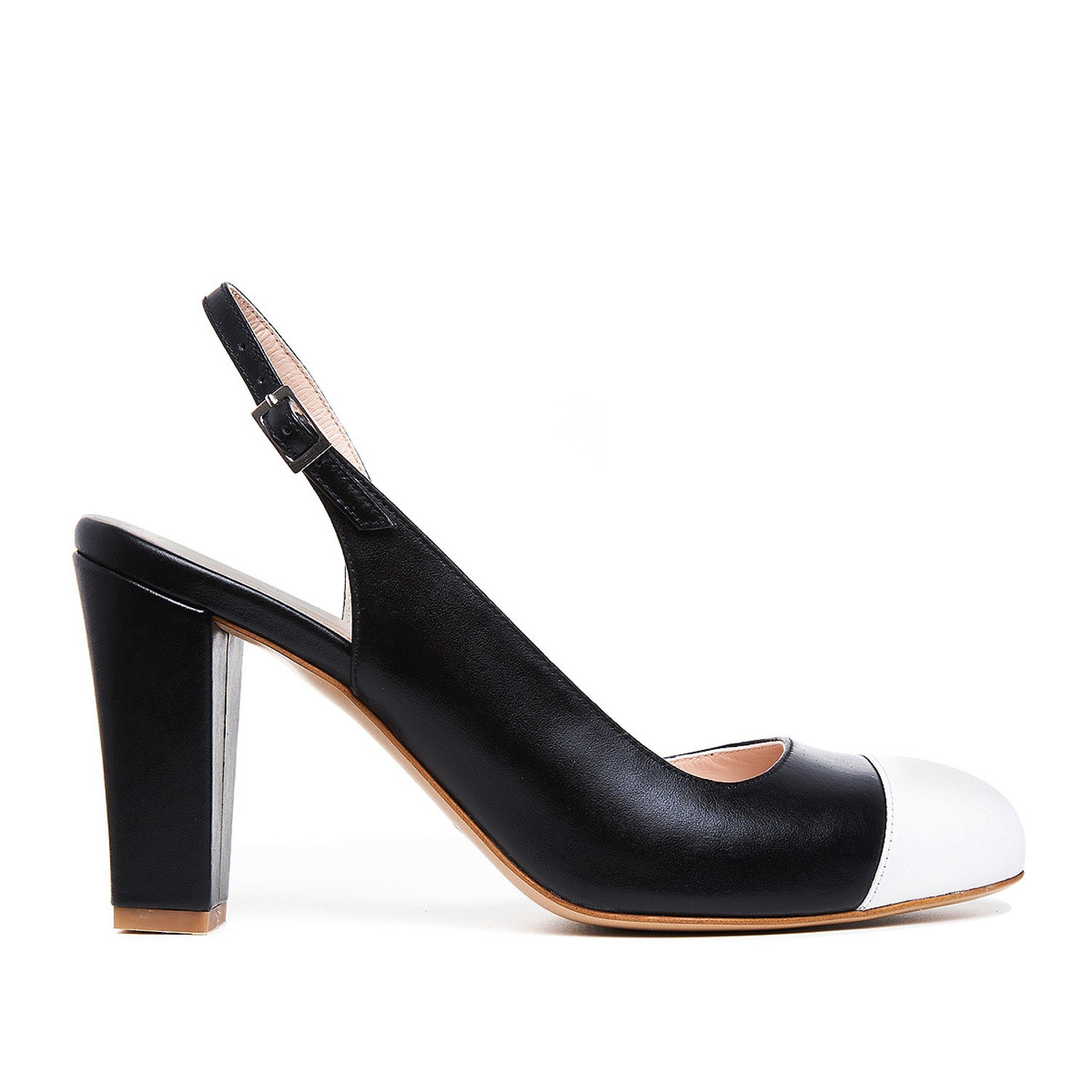 Ginissima Women's Black And White Coco Slingback Shoes In Black