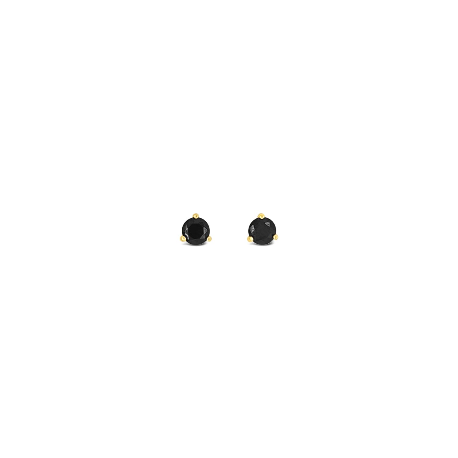 Lutiro Women's Three Prong Martini Five Mm Black Studs - 10k Gold