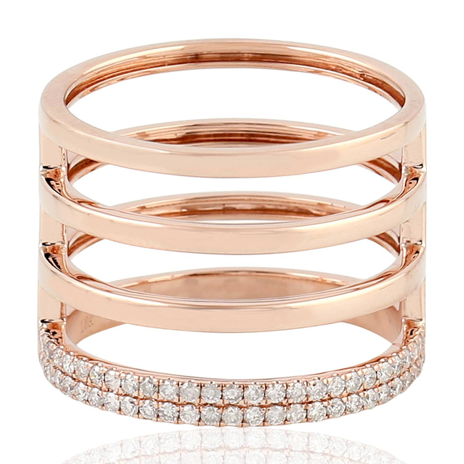 Artisan Women's Rose Gold / White 18k Rose Gold Pave Diamond Band Ring Handmade Jewelry In Gold