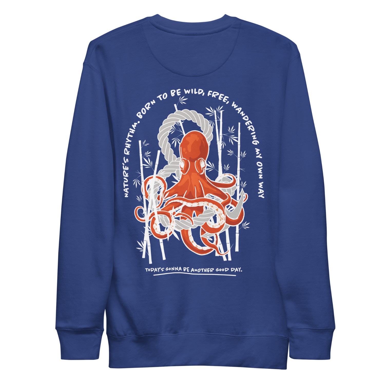 Anchor & Crew Blue Team Royal Octopus Another Good Day Cotton Blend Sweatshirt - Women In Blue