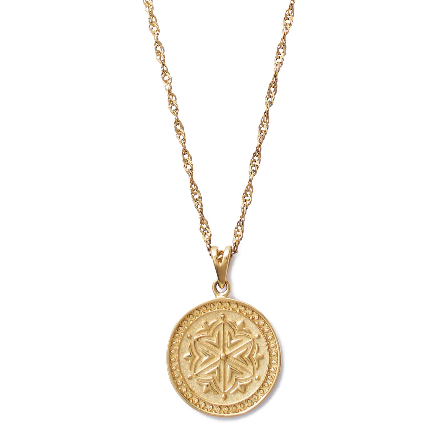 Women’s Gold Rosella Embossed Disc Necklace Buvy Jewellery