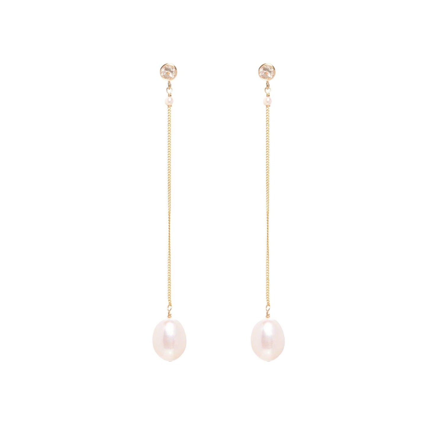 Women’s Cascade Topaz Baroque Pearl Gold Drop Earrings Ella Palm