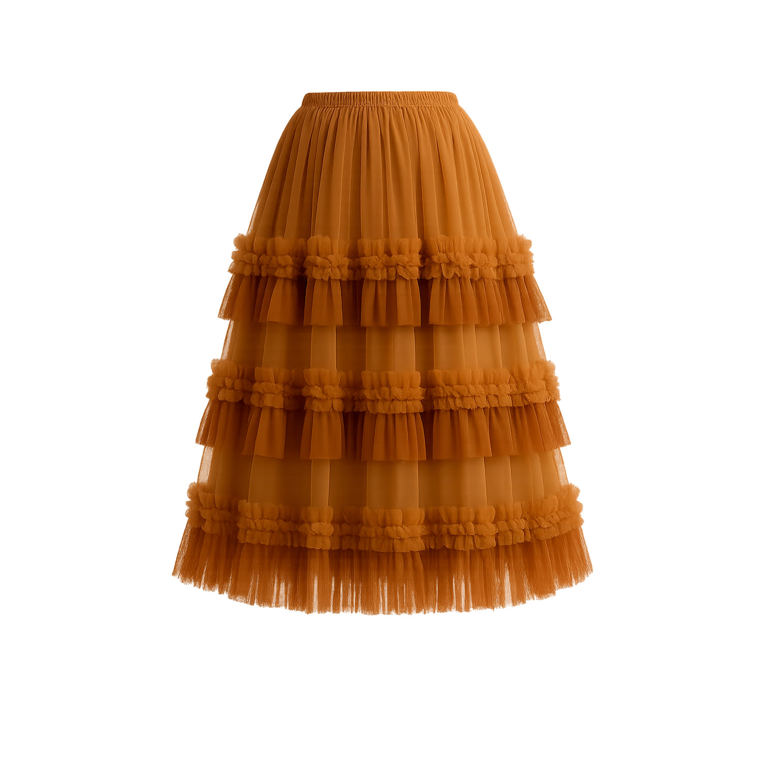 Tantra Spain Sl Women's Brown Two-tone Tulle Skirt With Layers And Ruffles In Animal Print