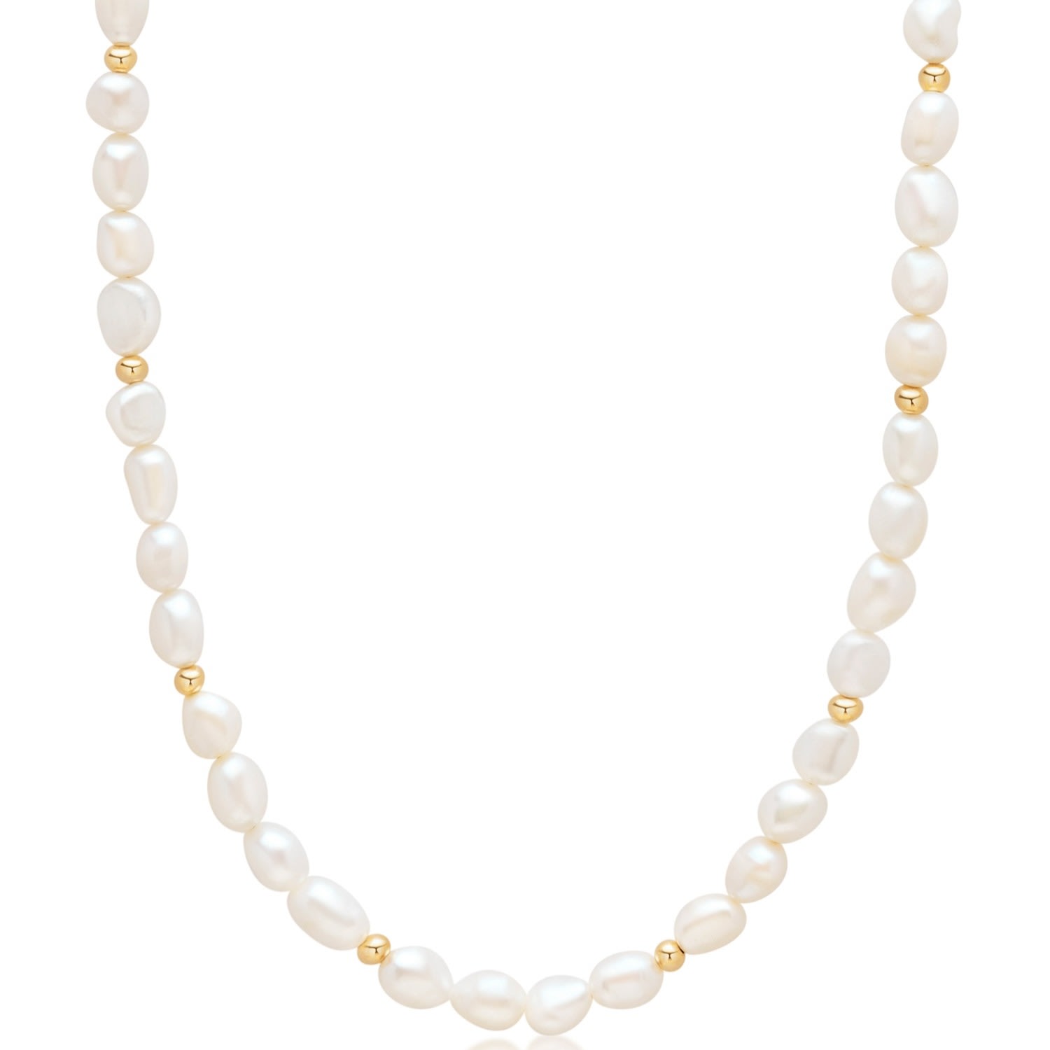 Nialaya Women's Gold / White Delicate Baroque Pearl Choker