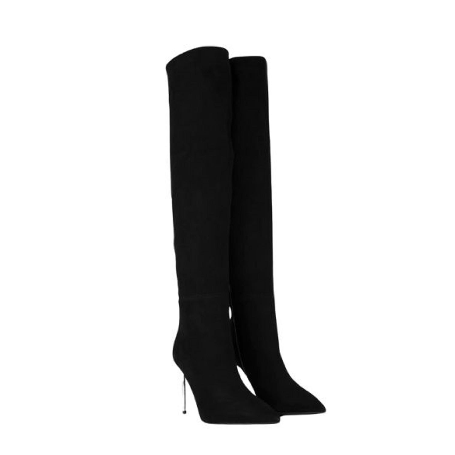 Ilvi Degeles Black Suede Leather Women's Heeled High Boot In Black
