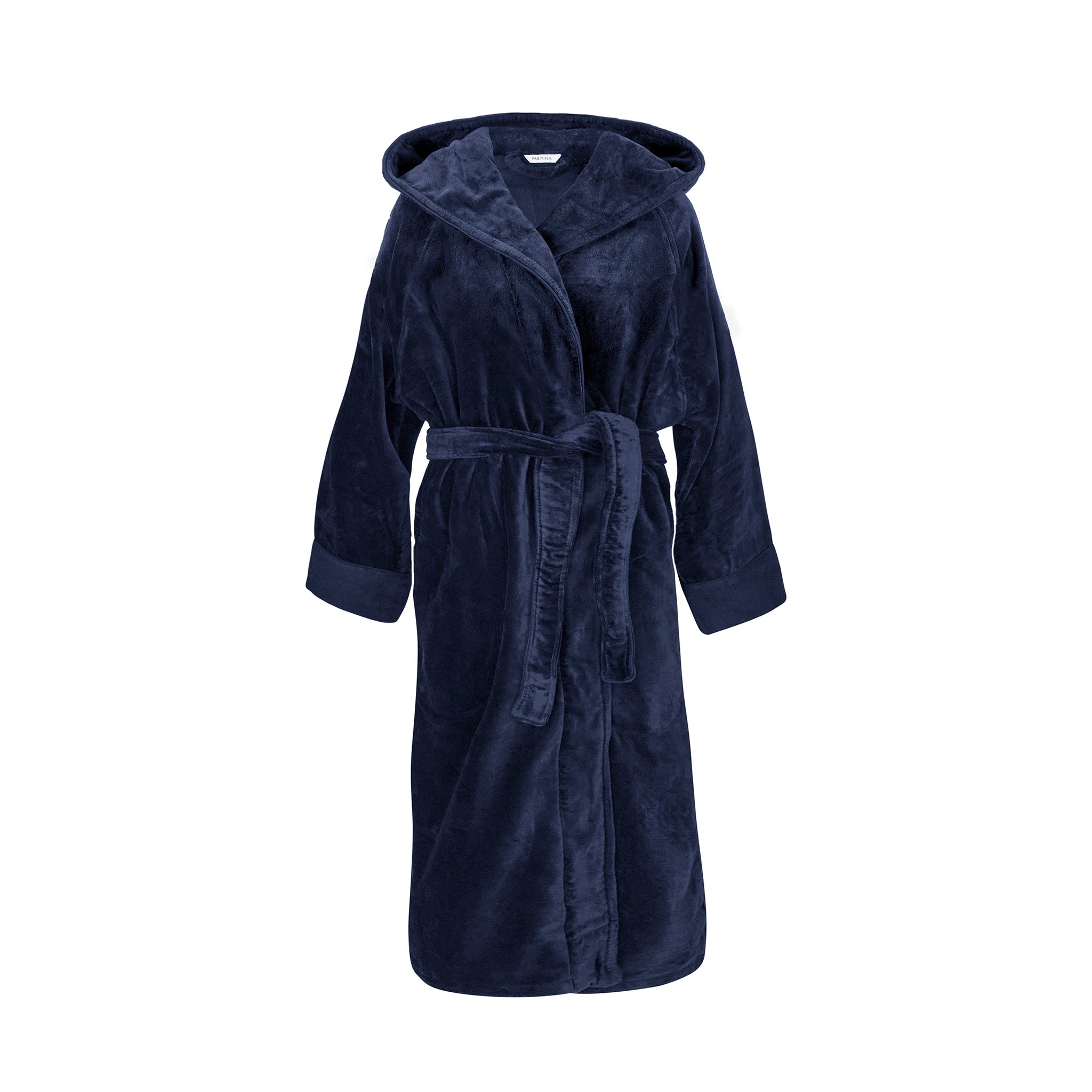 Pasithea Sleep Blue Organic Cotton Hooded Robe - Womens Indigo