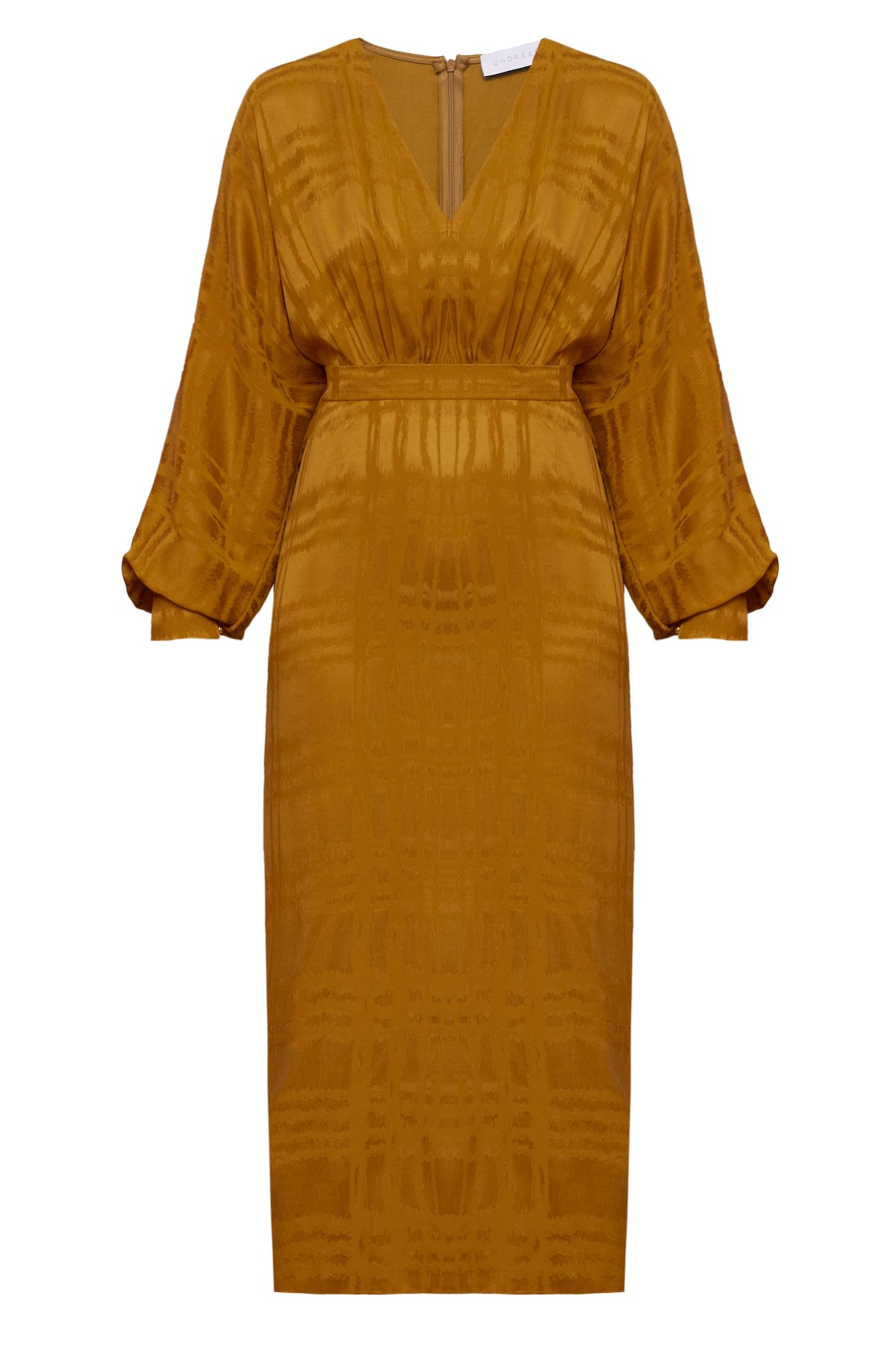 Women’s Yellow / Orange Beca Honey Orange Cupro Midi Dress With Voluminous Sleeves Large Undress