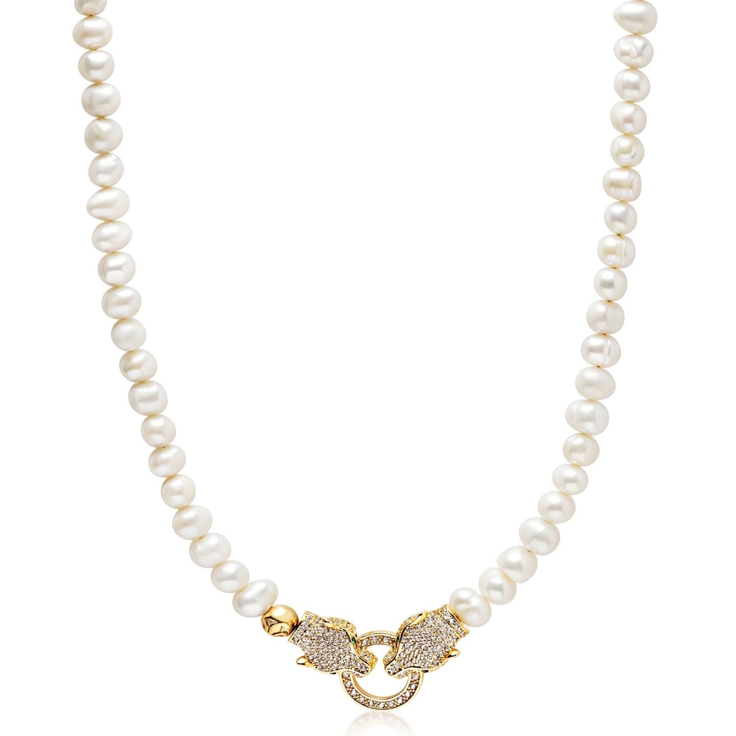 ripsalis pearl dot choker gold Pearl Choker With Double Panther 