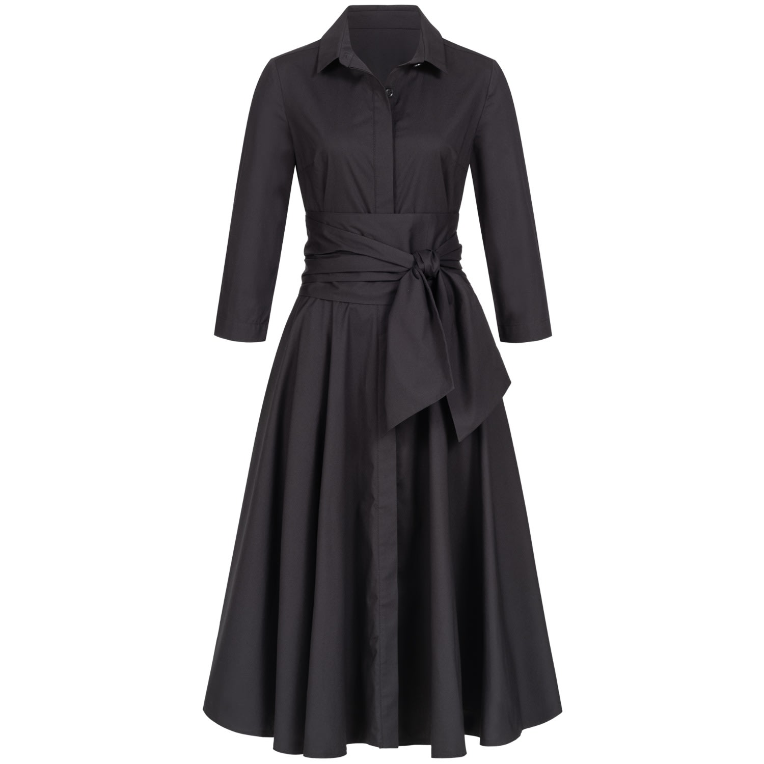 Marianna Déri Women's Black Shirtdress With Tie Belt In Black
