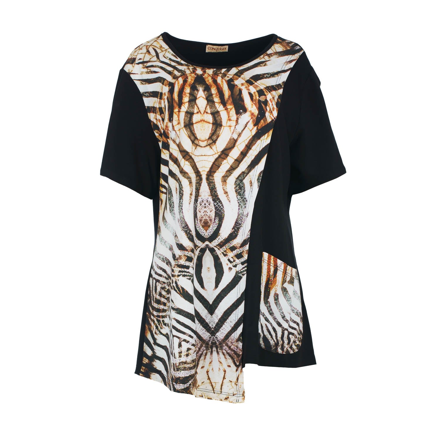 Conquista Women's Safari Mosaic Plus Size Tunic In Black