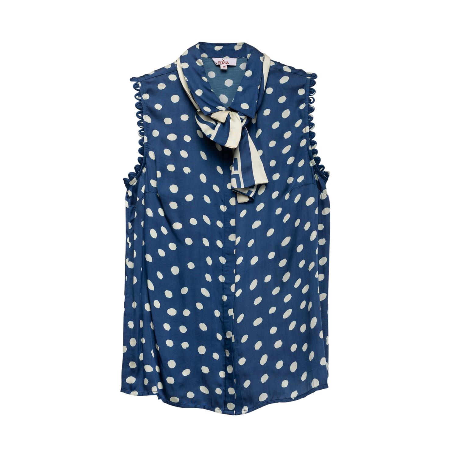 Women’s Blue Shirt With Armhole Sleeves And Printed Extra Large Niza