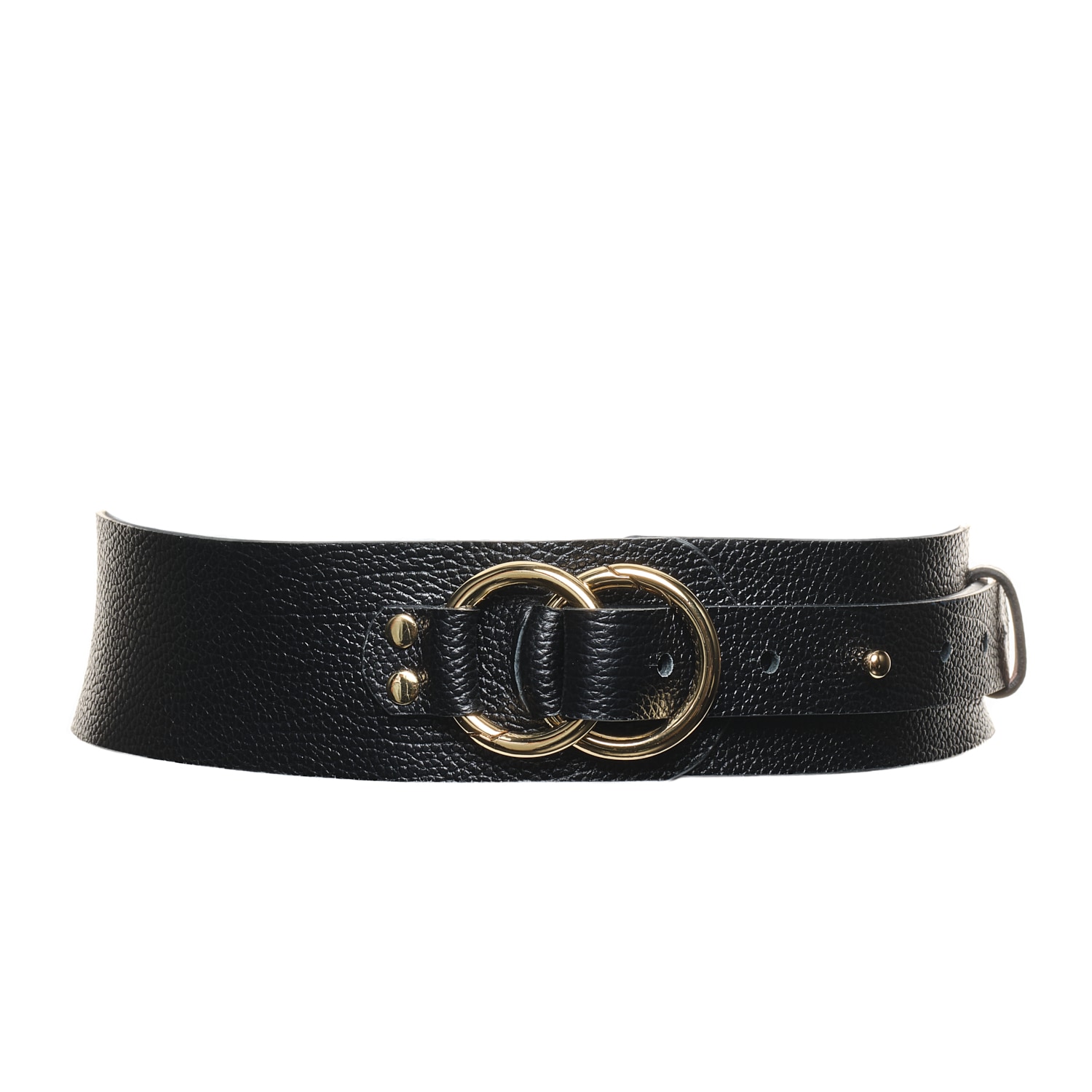 Plik X Haya Women's Black Leather Waist Dress Belt- Giselle In Black