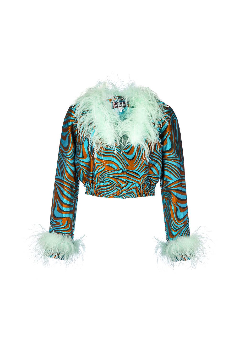 Andreeva Mint Marilyn Jacket With Feathers In Green