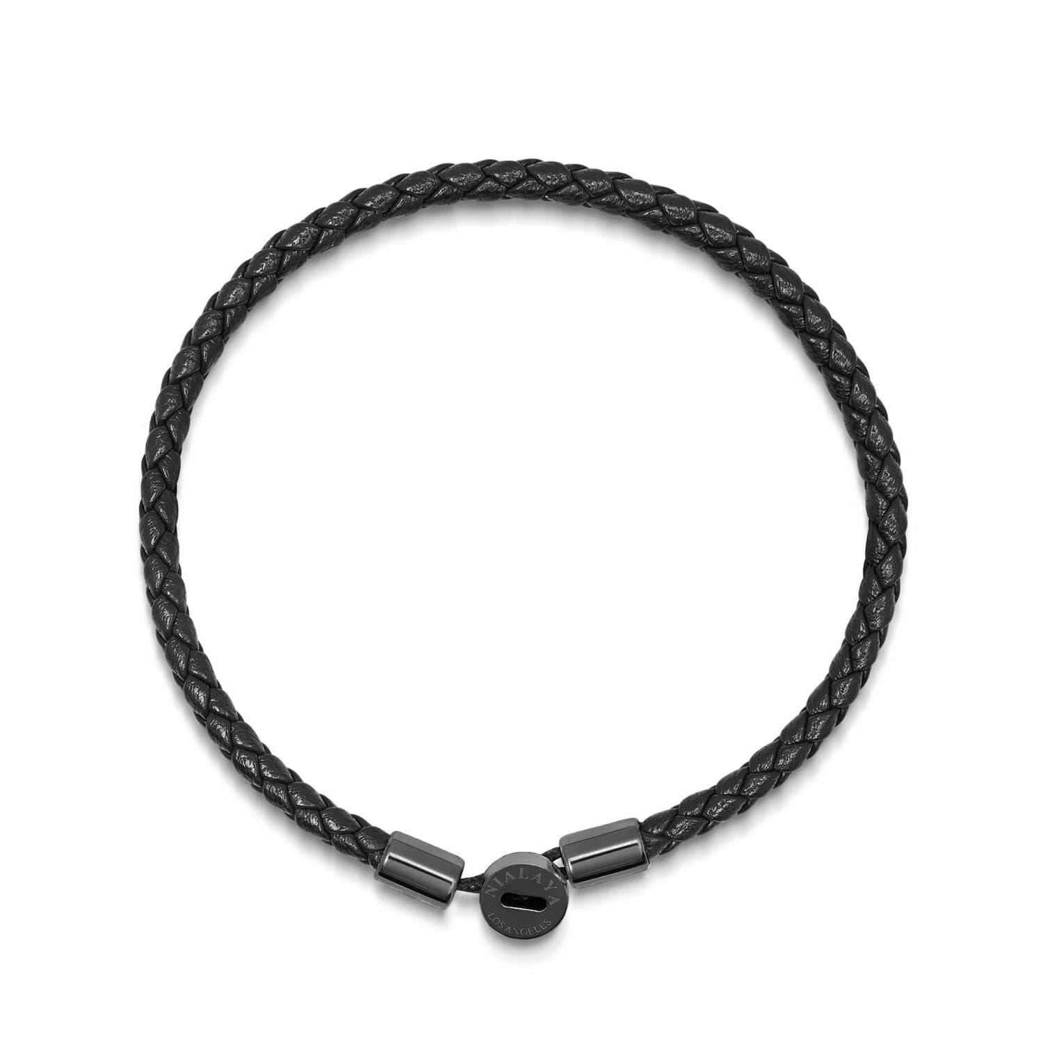 Nialaya Black Men's Braided Lux Leather Bracelet In Black