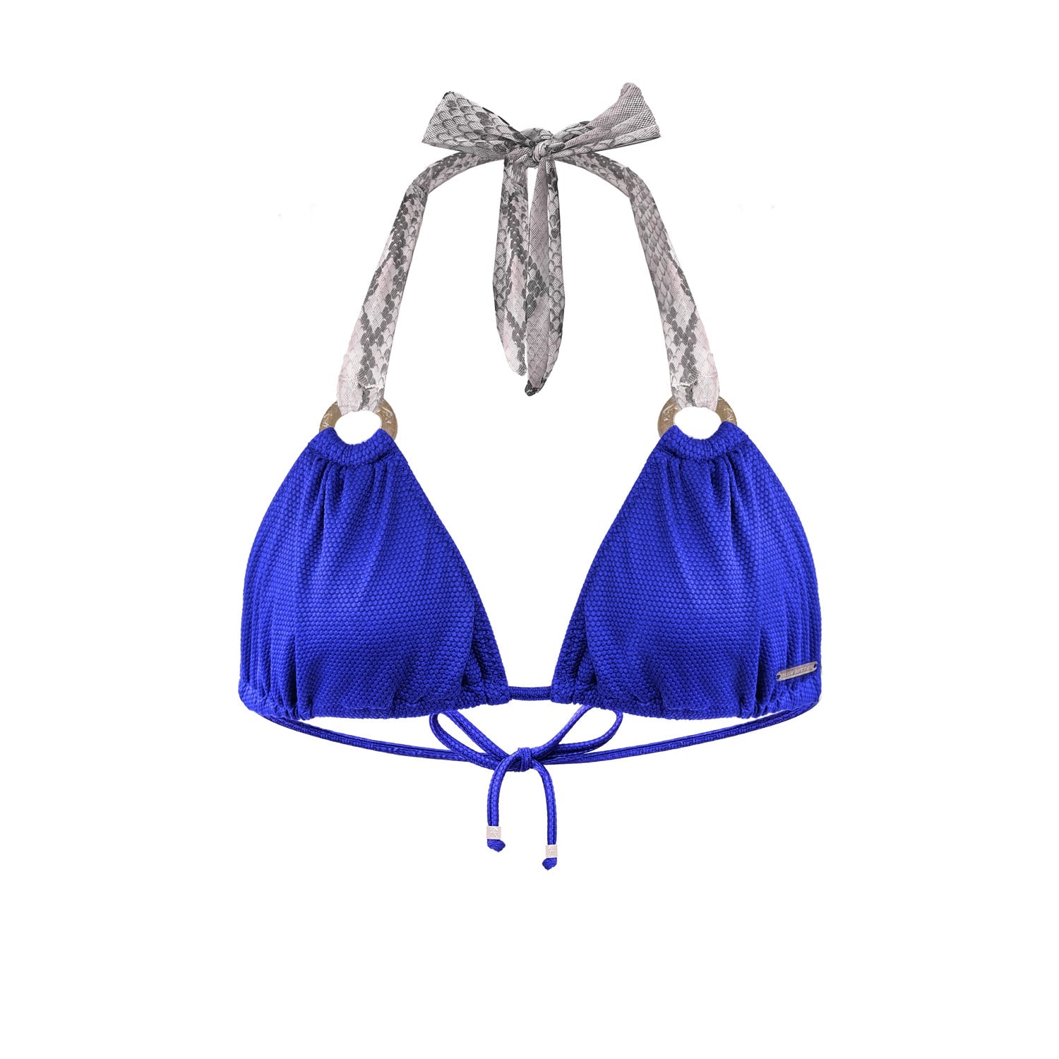 Deessa Ibiza Women's Ibiza Bikini Top With Animal Print Straps Molly Cobalt Blue In Blue