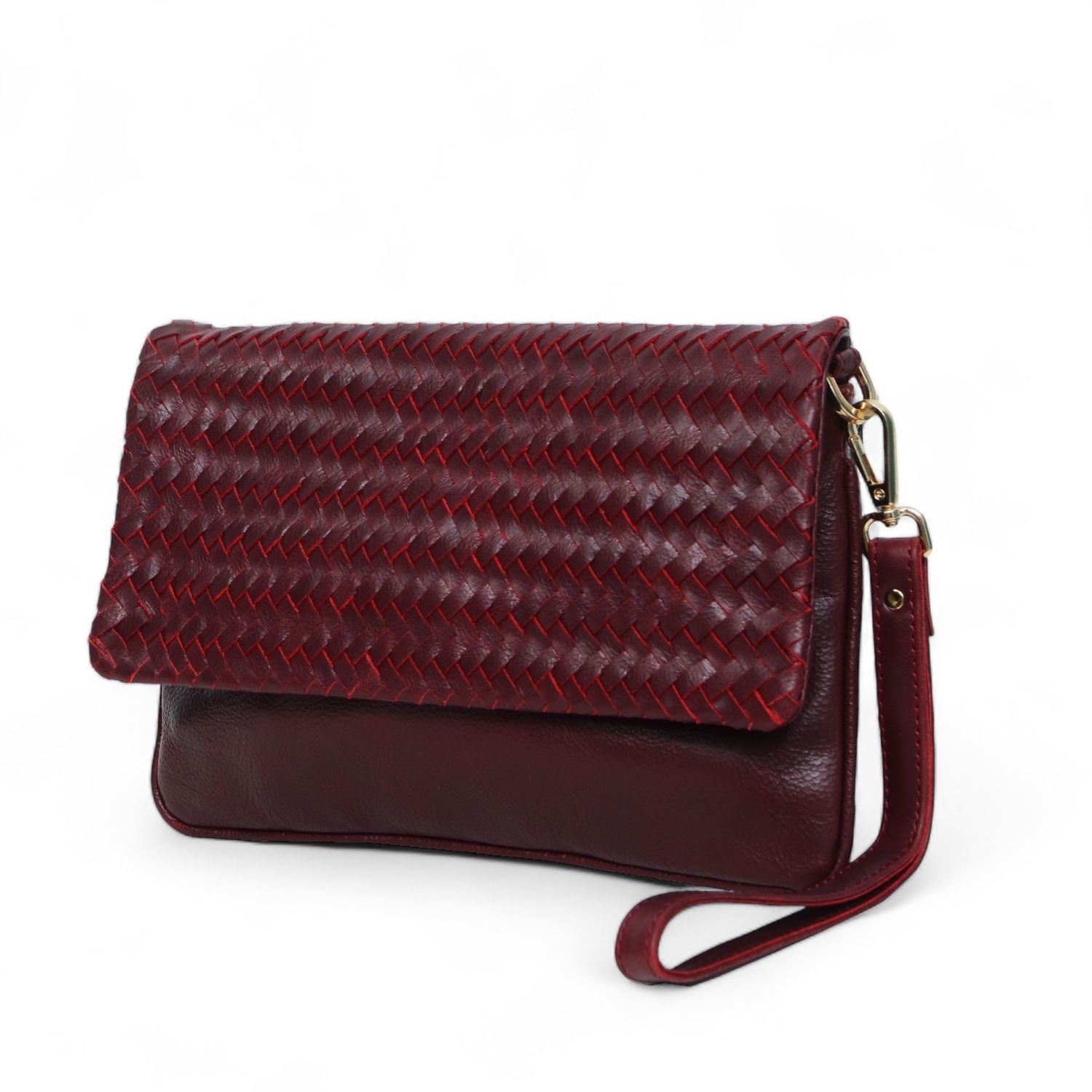 Hides Leather Co. Women's Red Convertible Leather Clutch, Crossbody Iphone&passport Bag