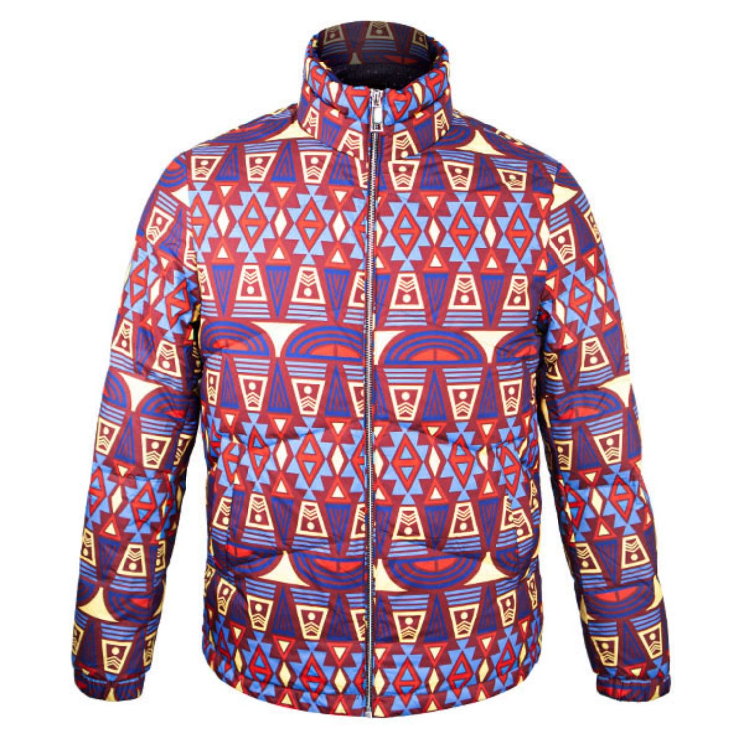 Men’s Pink / Purple Ethnic Print Padded Bomber Jacket Burgundy Multi Extra Large David Wej