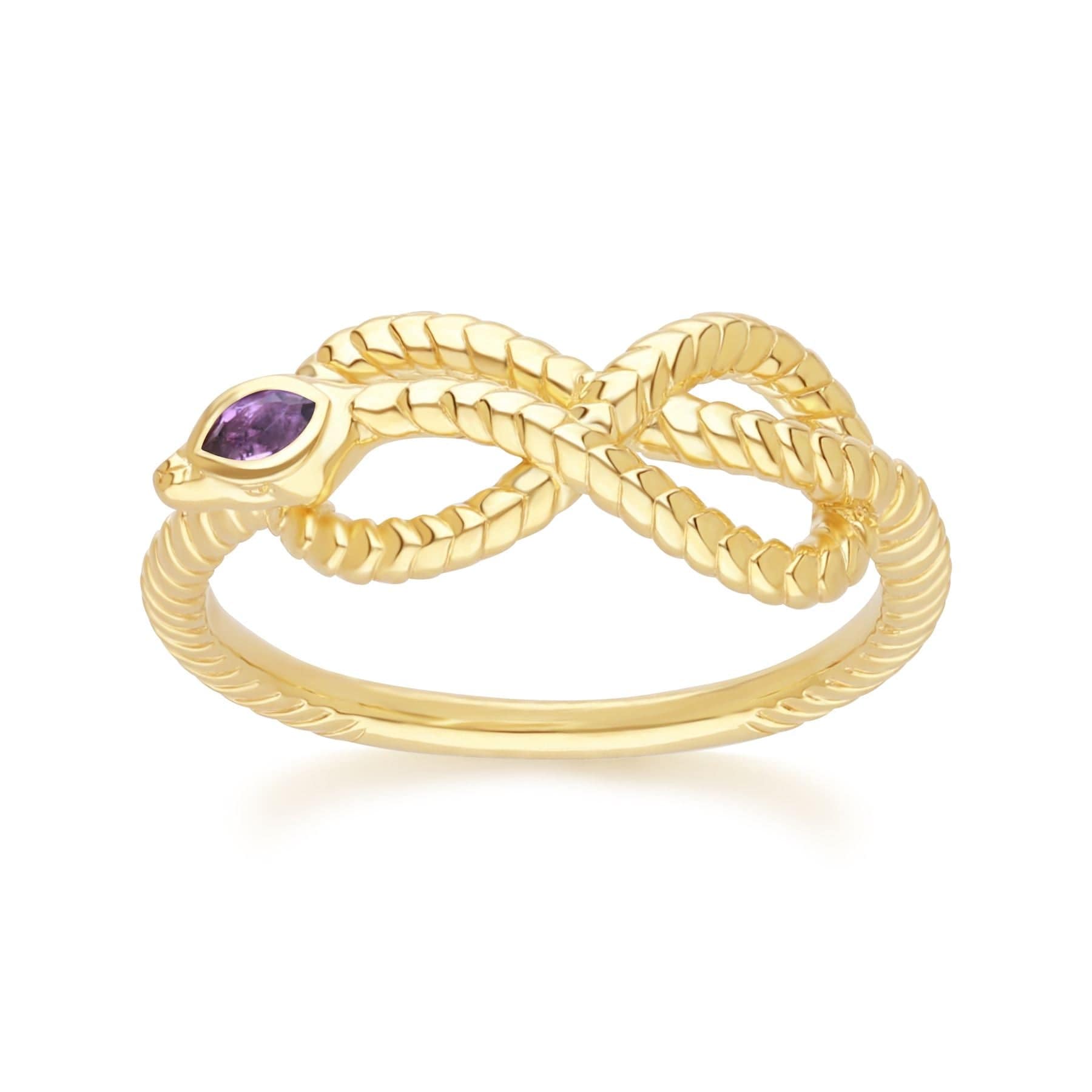 Gemondo Women's Pink / Purple Ecfew Amethyst Winding Snake Ring In Gold Plated Sterling Silver
