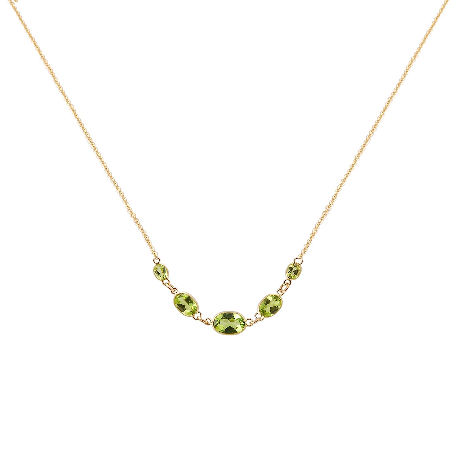 Women’s Gold / Green Five Stone Bezel Set Peridot Necklace In 14K Yellow Gold Amy Gambill Designs