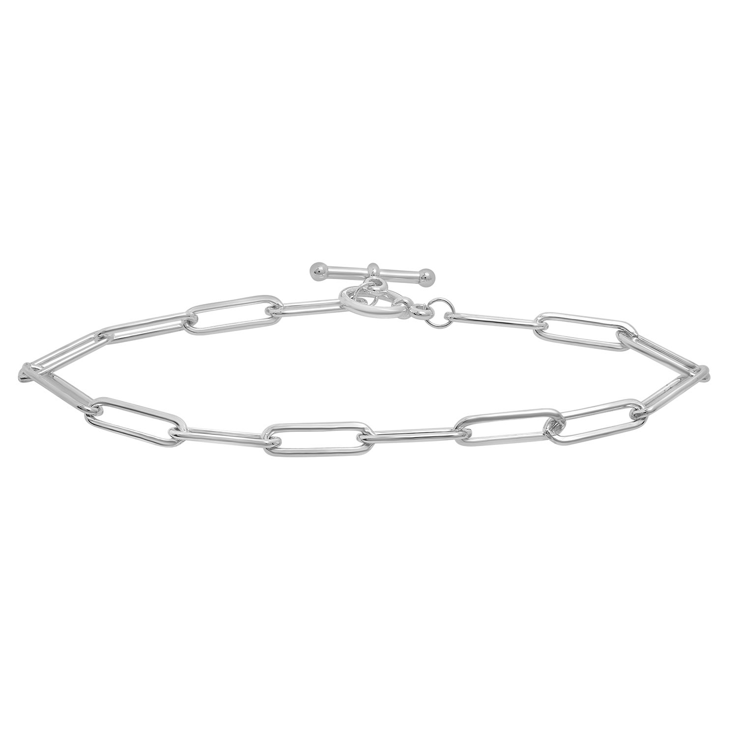 Women’s Silver Paperclip Chain Bracelet With Toggle Closure Miki & Jane