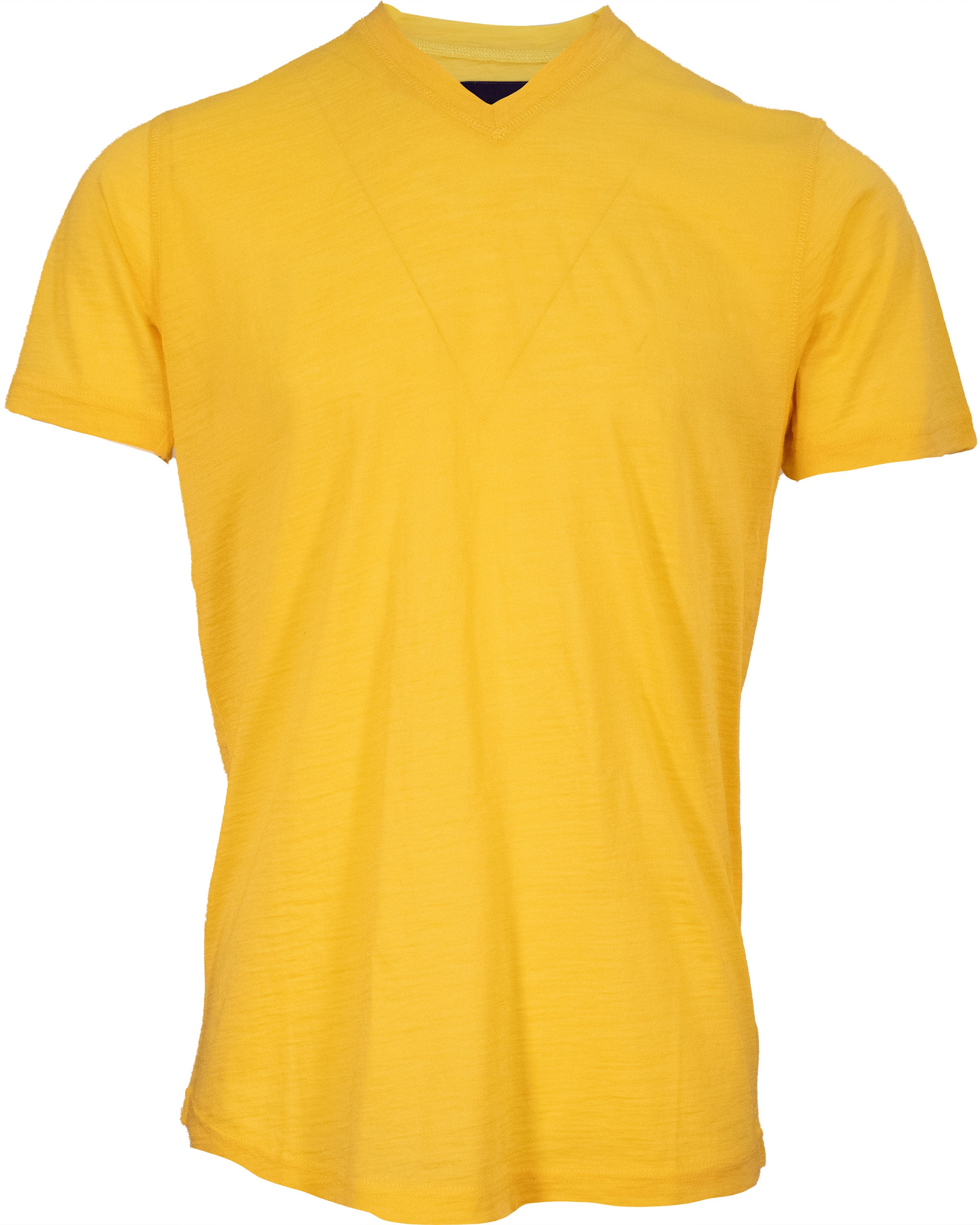 LORDS OF HARLECH MEN'S YELLOW VICTOR MERINO V-NECK TEE - SUNSHINE