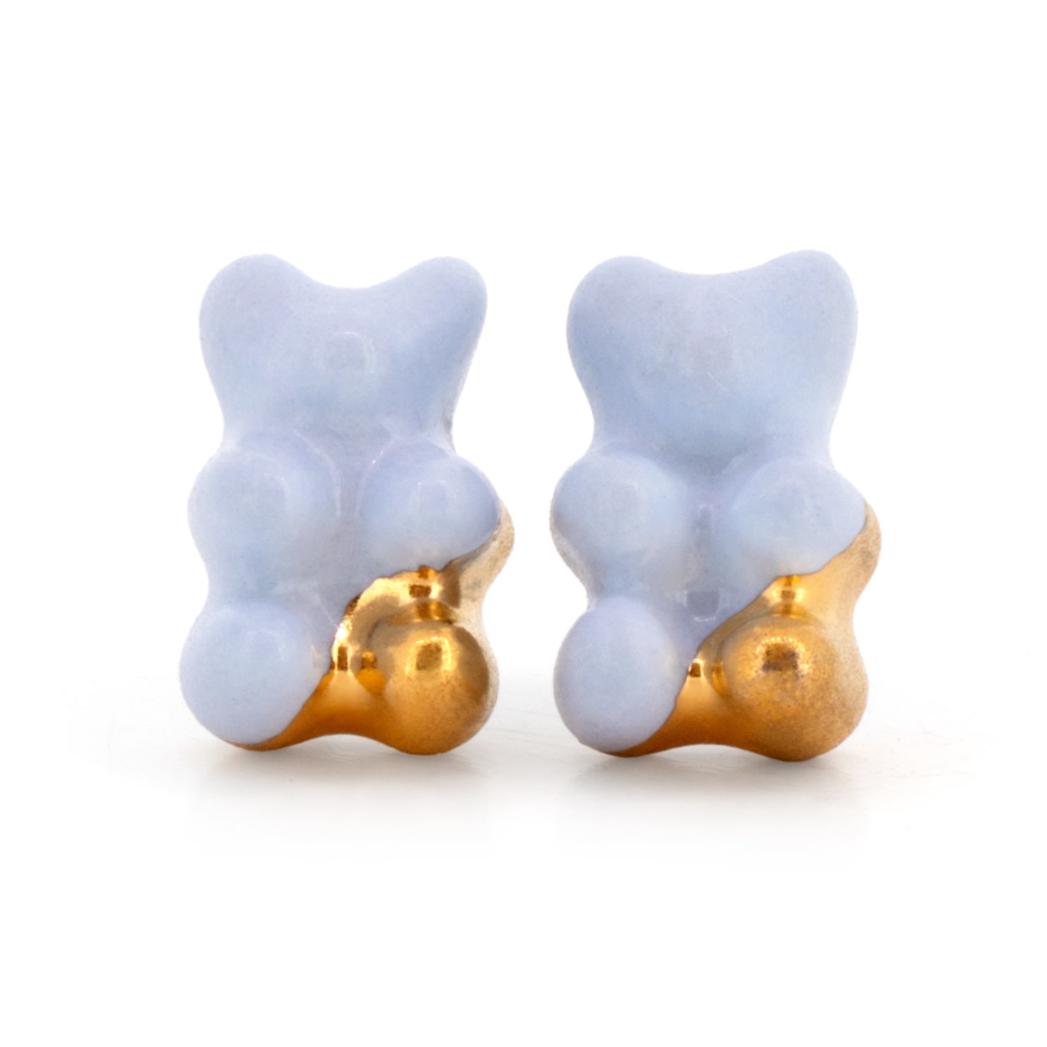 Women’s Mini Gummy Bear Stud Earrings - Blue & Gold CjÂ·314