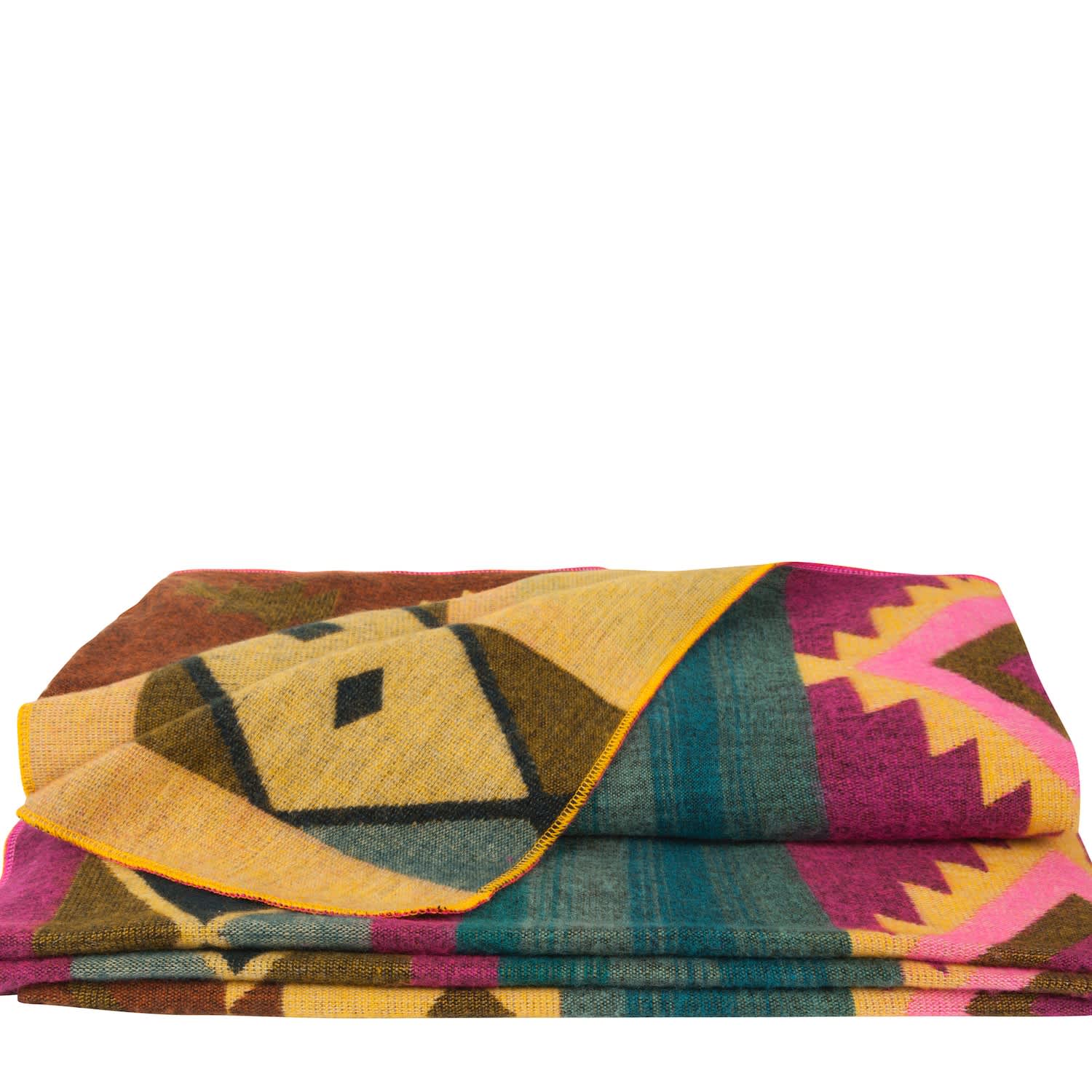 Plaid Native Ocher Alpaca Wool Throw Alpaca Loca Wolf Badger