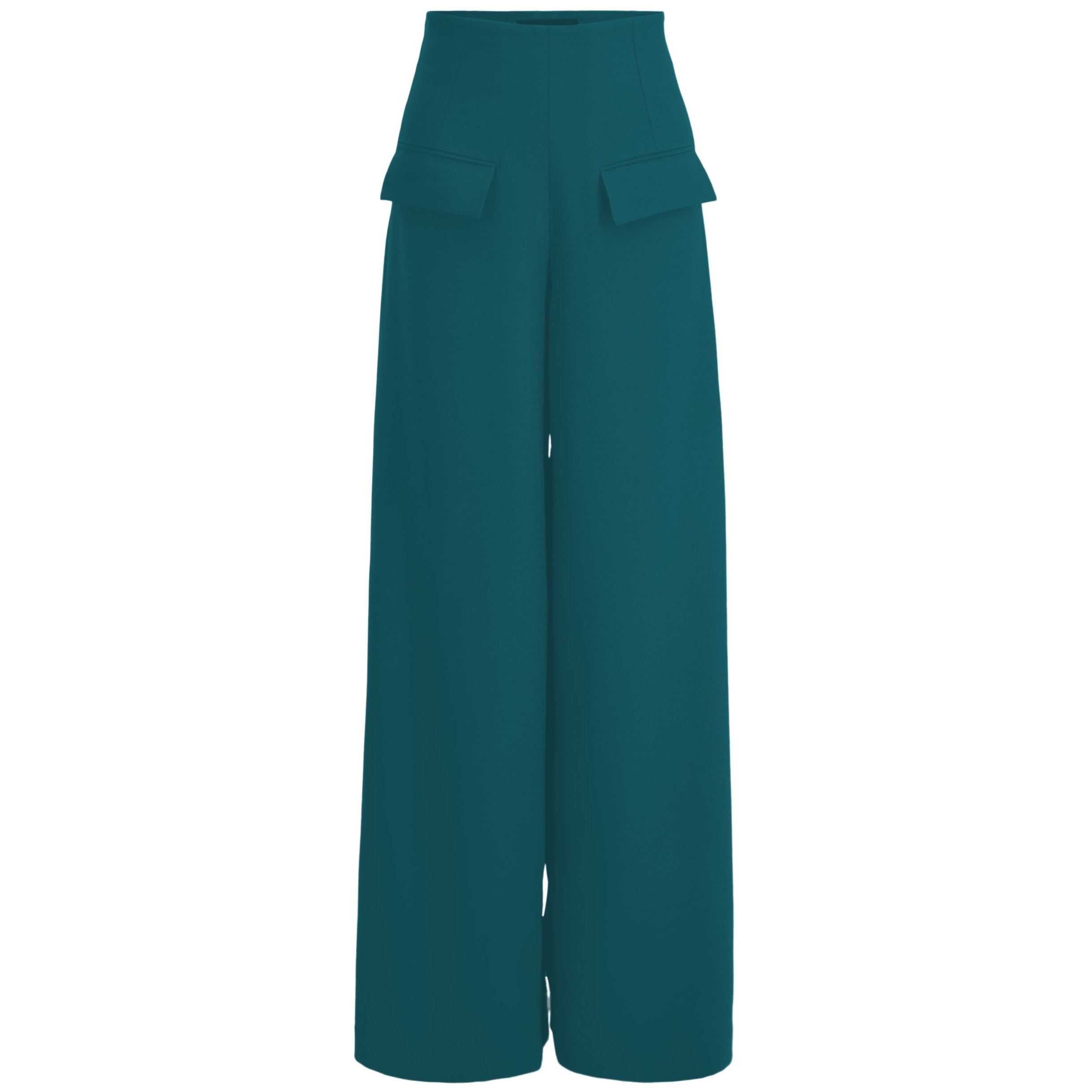 Stretch Wide-Leg Dress Pants — Teal Blue Green | Layo G