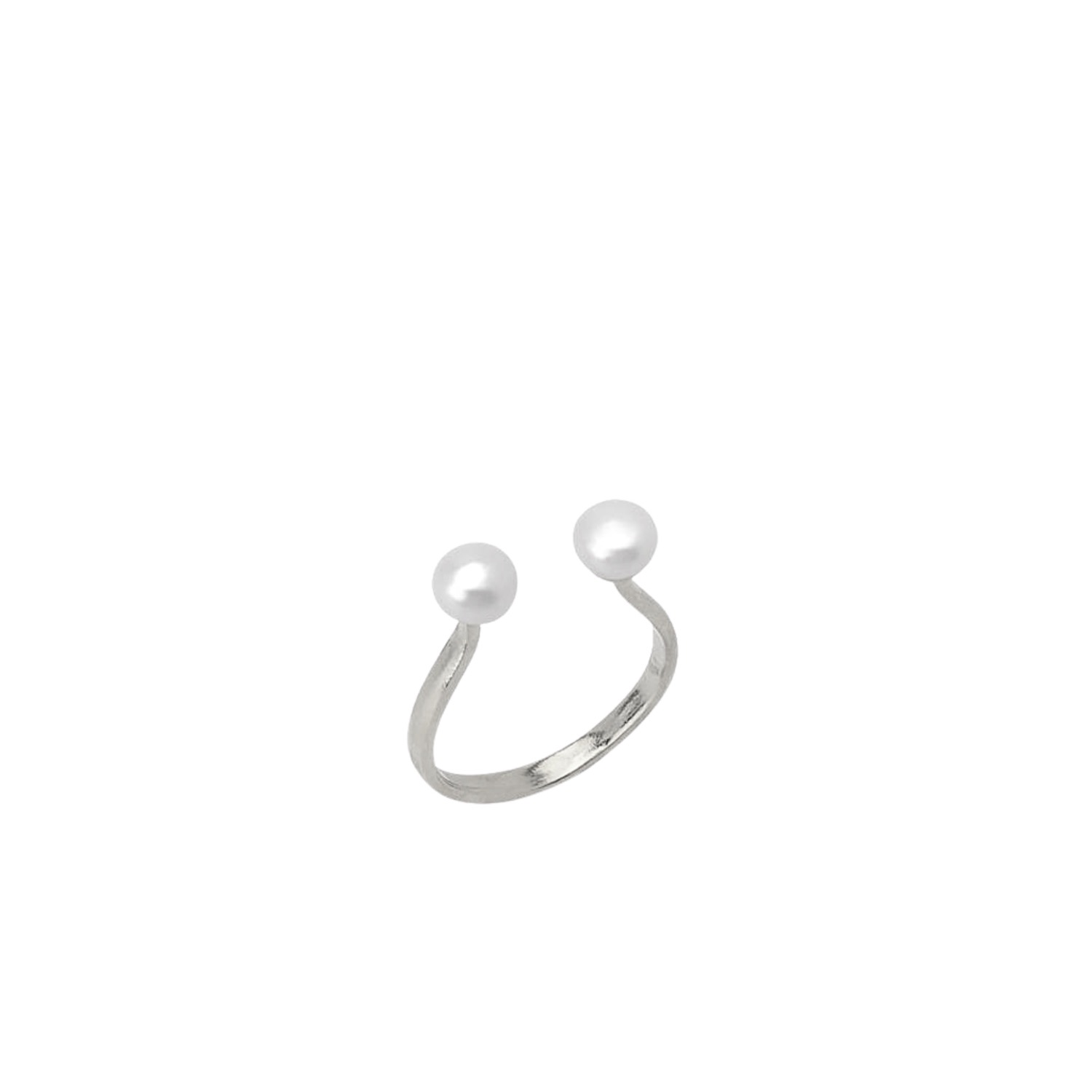 Spero London Women's Double Pearl Sterling Silver Adjustable Open Ring - Silver In Silver