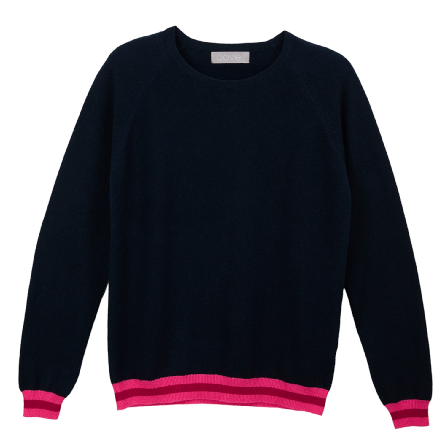 Women’s Blue Navy Cashmere Jumper With Pink Stripes Small Cove