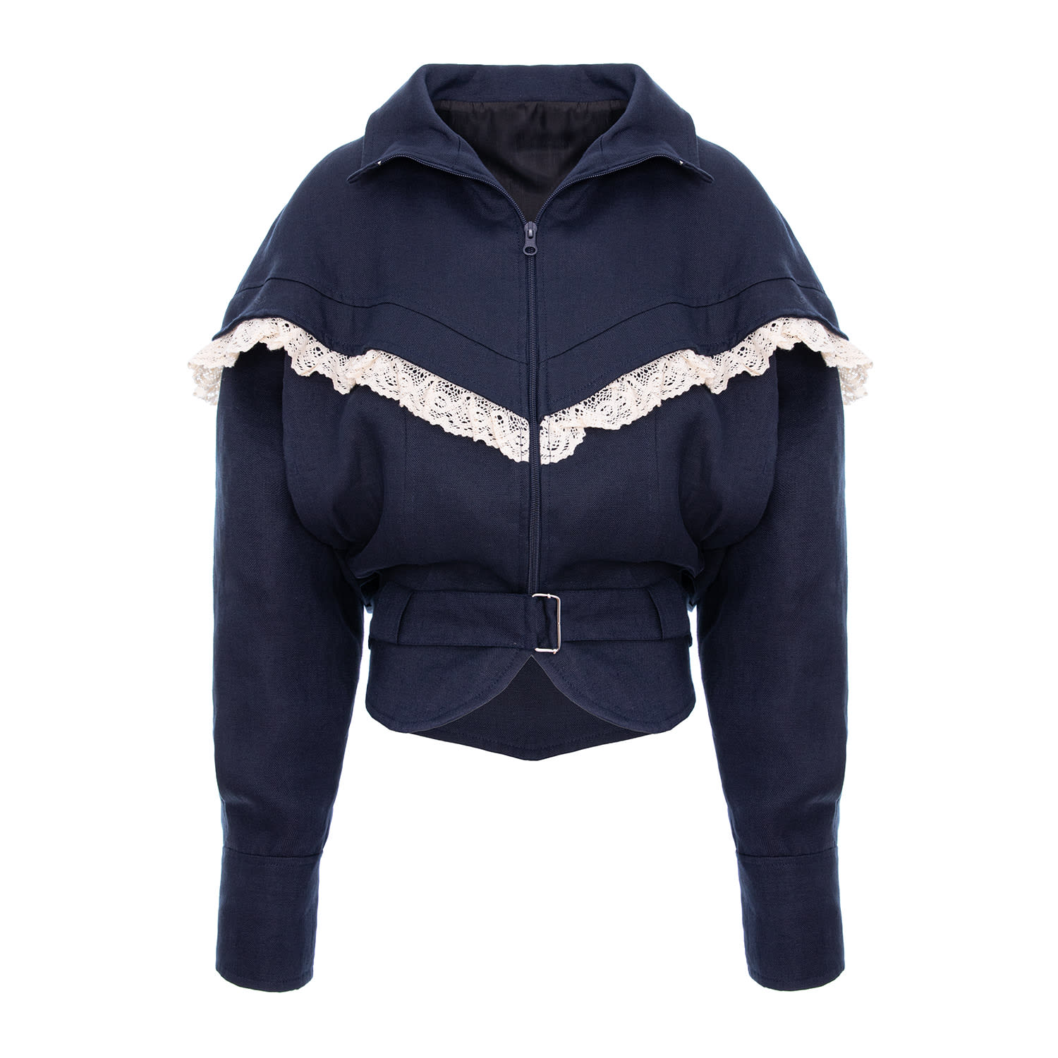 Concept A Trois Women's Blue Linen Dark Navy Jacket- Special Capsule " Self" Ready To Wear In Blue