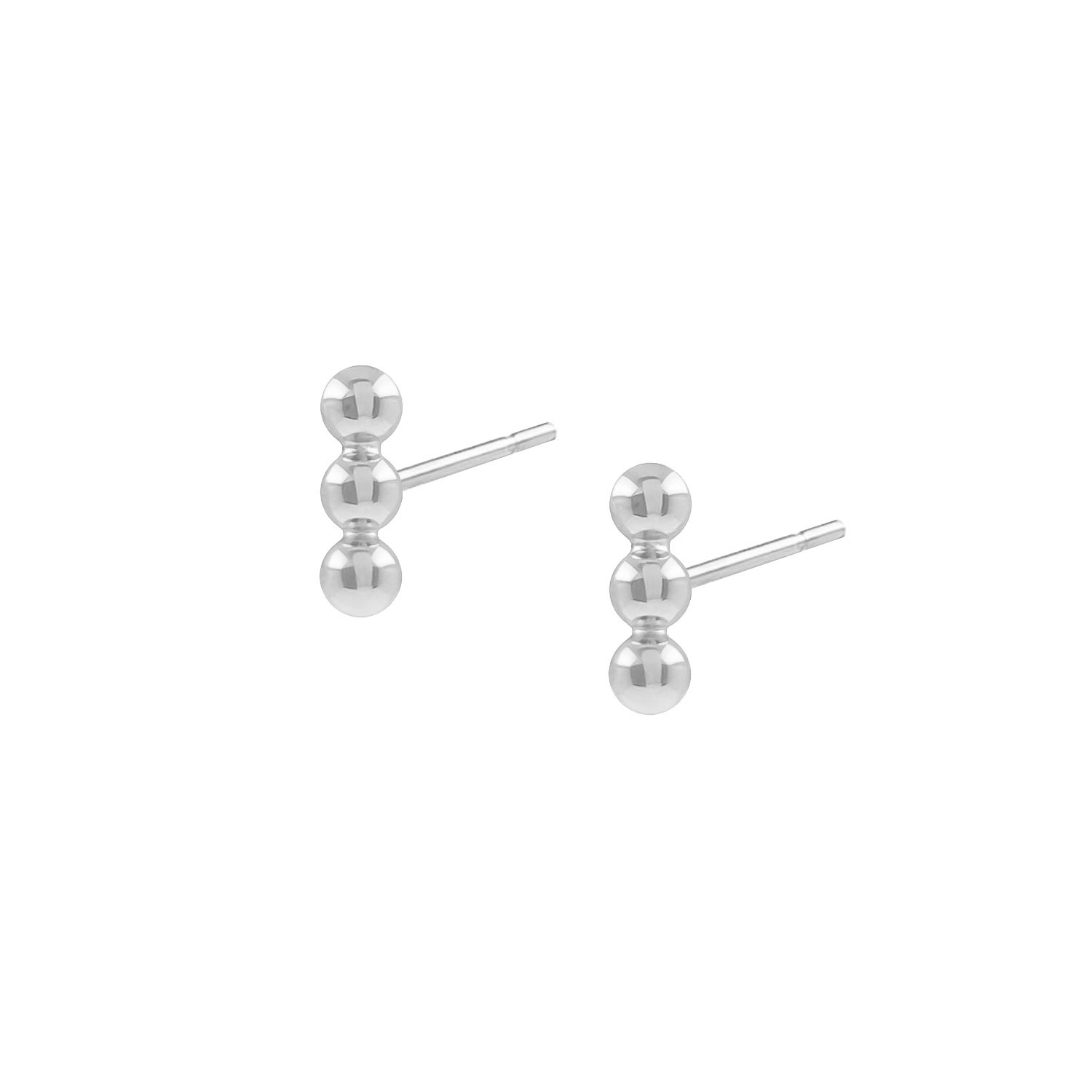 Cote Cache Women's Tri Dot Bar Silver Stud Earrings In Silver