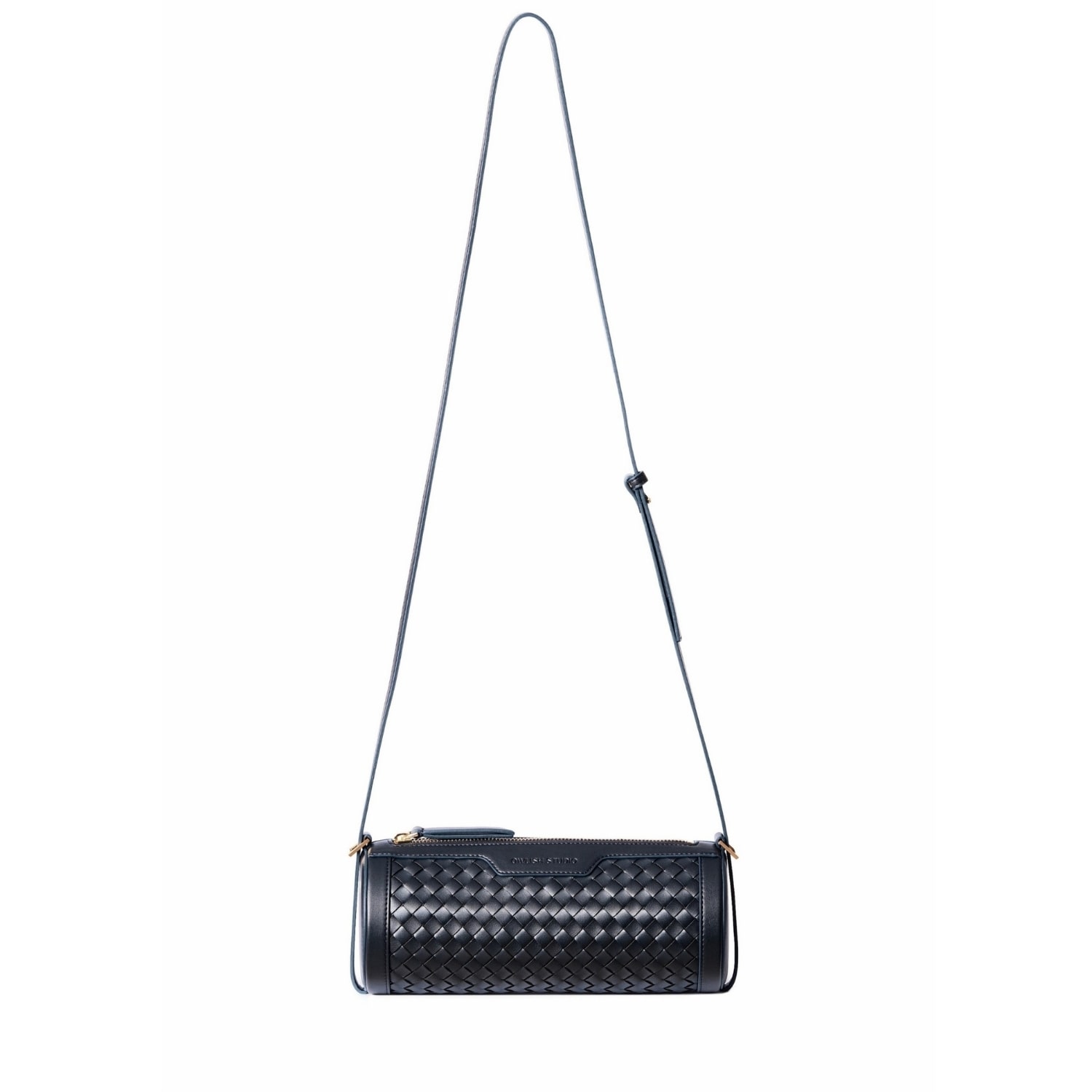 Owlish Studio Women's Blue Reef Woven Vegan Leather Cylinder Bag - Deep Navy In Blue