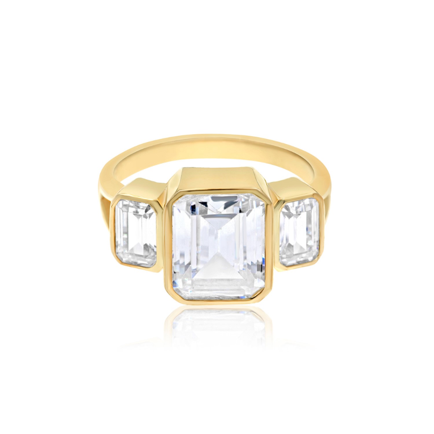 Shymi Women's Three Stone Bezel-set Statement Ring - Gold