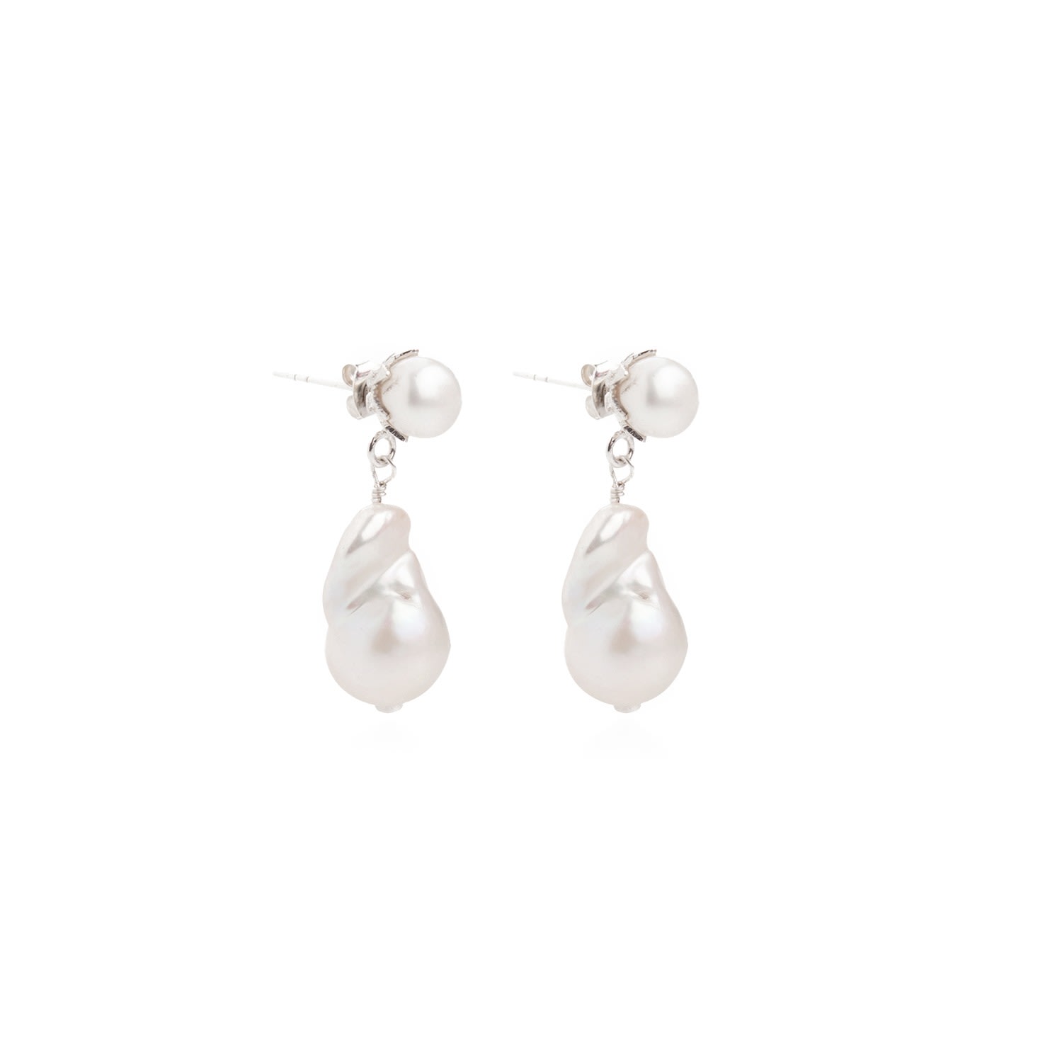 Women’s White / Silver Baroque Pearl Earrings Sterling Silver Nakula Jewelry