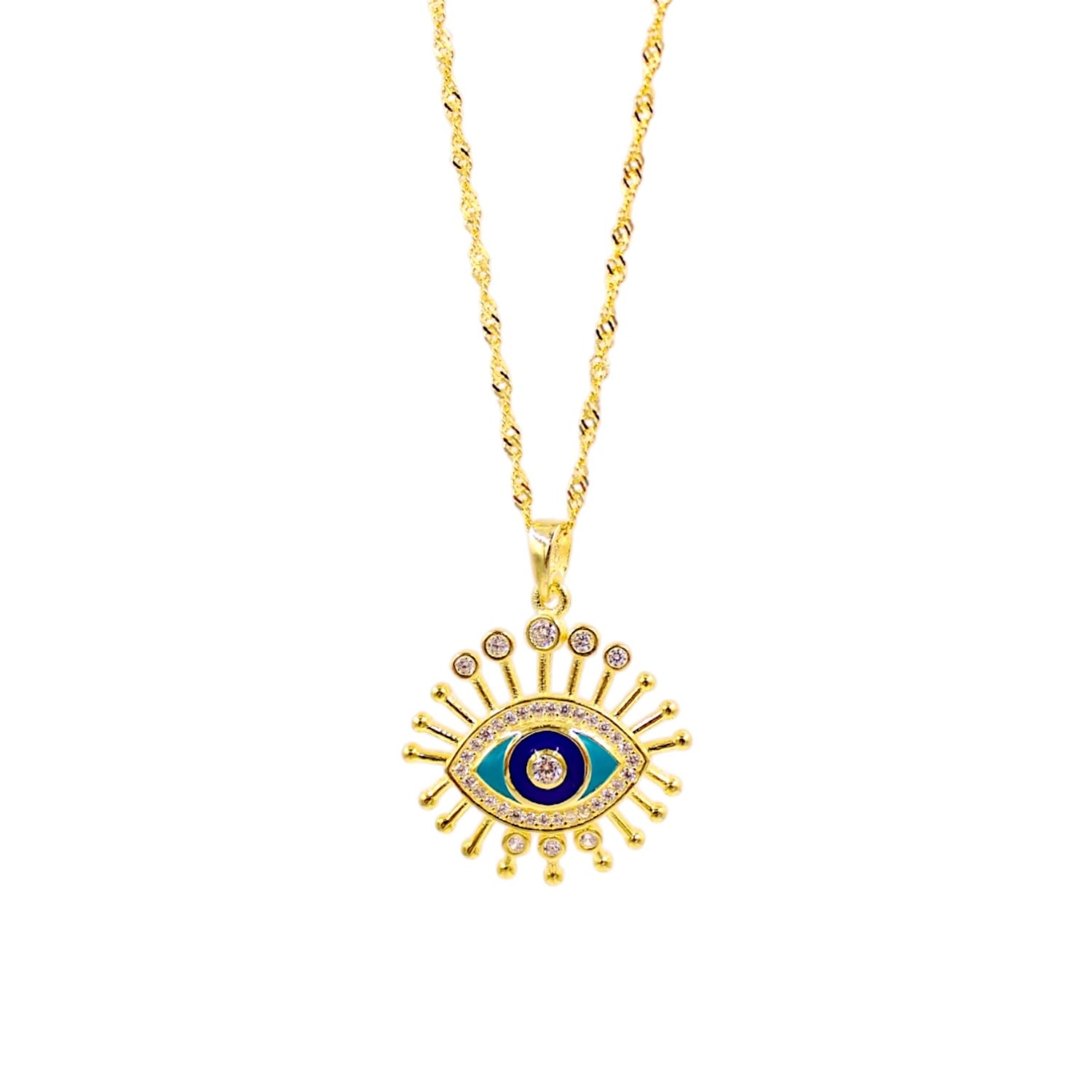 1610istanbul Women's Gold Evil Eye Enamel Necklace