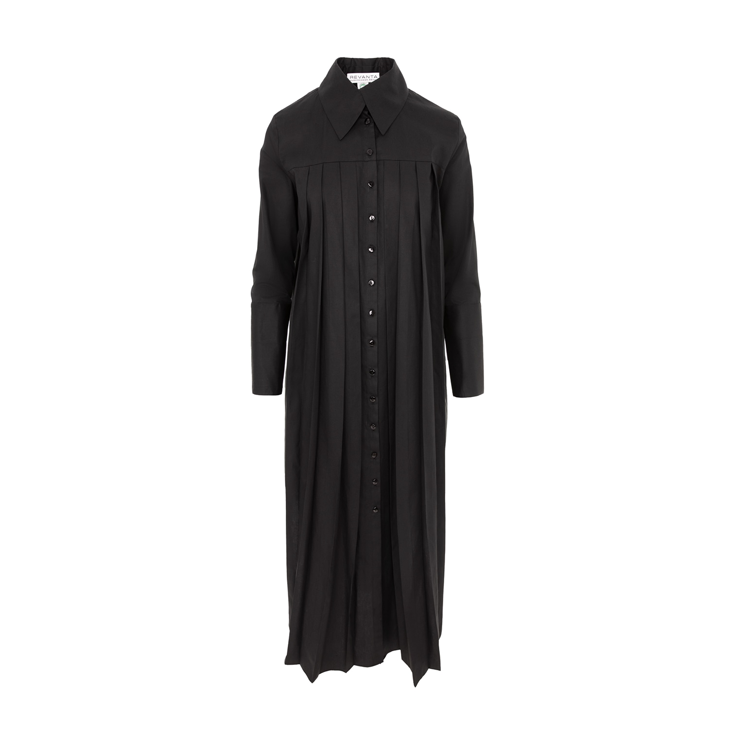 Women’s Antoine Gots Organic Cotton Pleated Shirt Dress In Black Extra Small Aleksander Revas