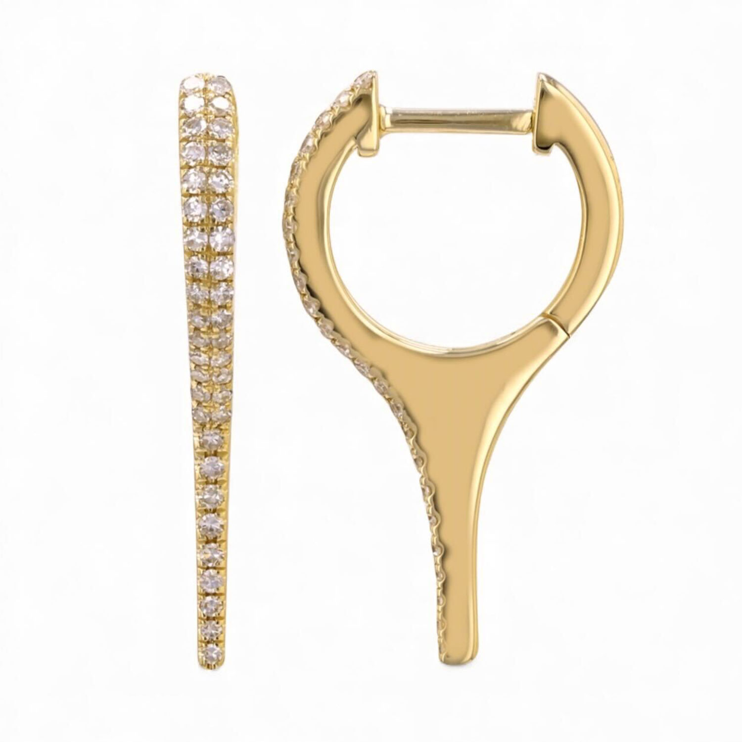 Neshi Designs Women's Yellow Tapered Diamond Huggie Earrings In Gold