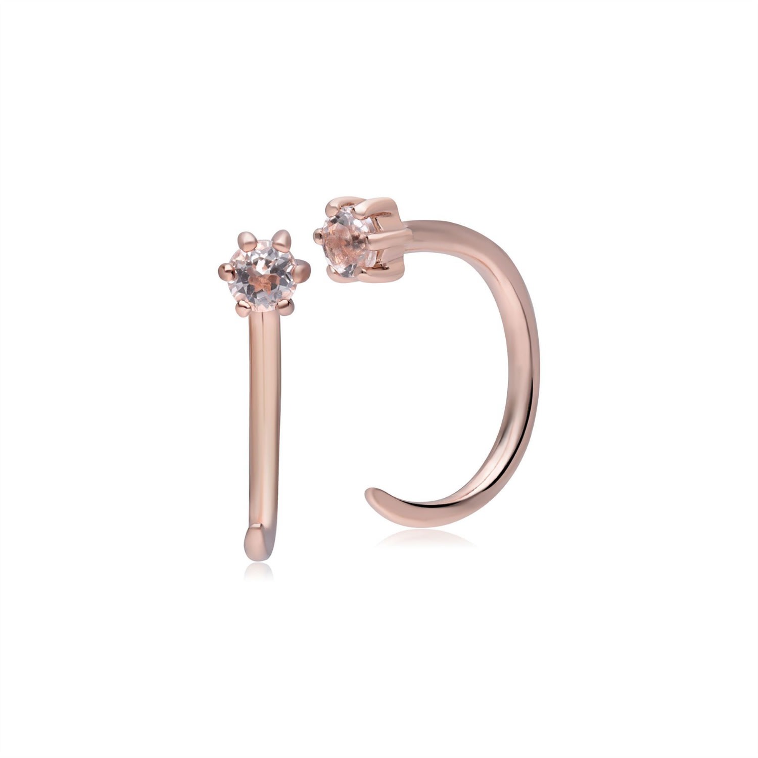 Women’s Morganite Pull Through Hoop Earrings In Rose Gold Gemondo