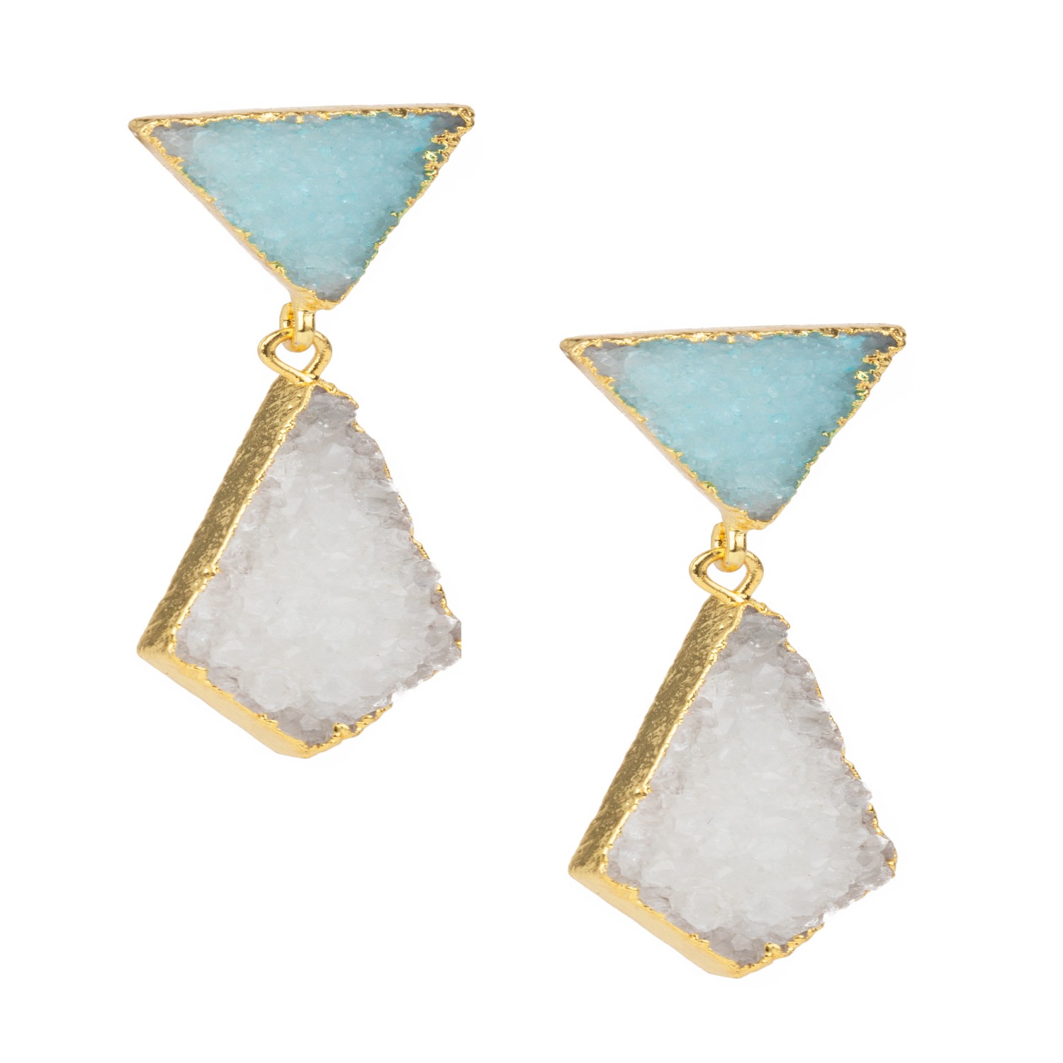 Saachi Women's Geometric Druzy Drop White Earrings In White